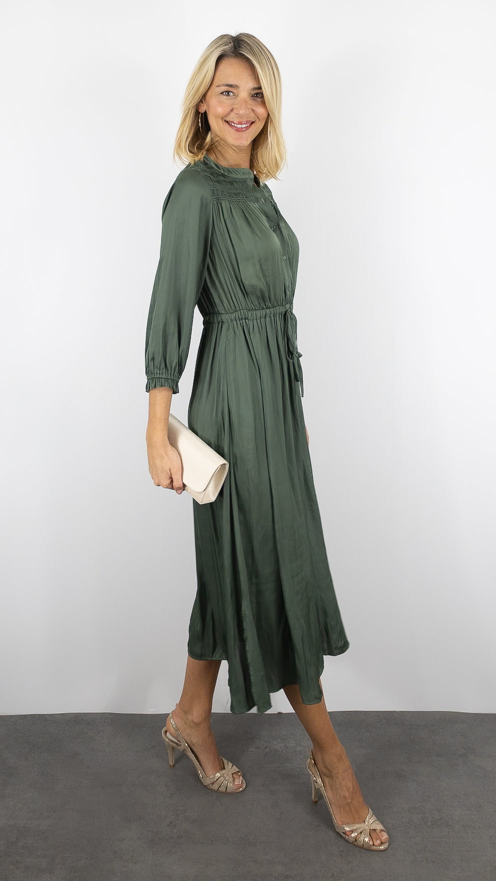 ROBE LONGUE SMOCKEE KAKI GERARD DAREL RUBIE