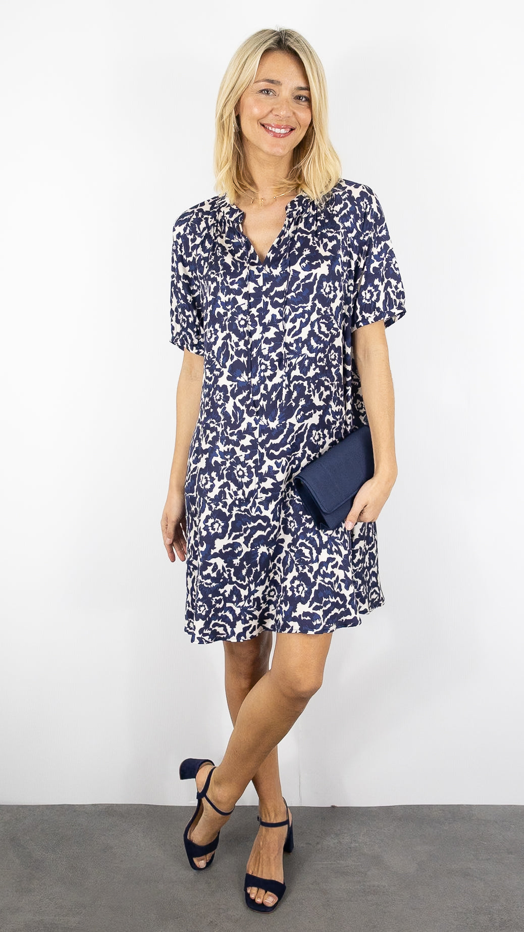 ROBE FLUIDE IMPRIME FLEURI MARINE GERARD DAREL RALIAH