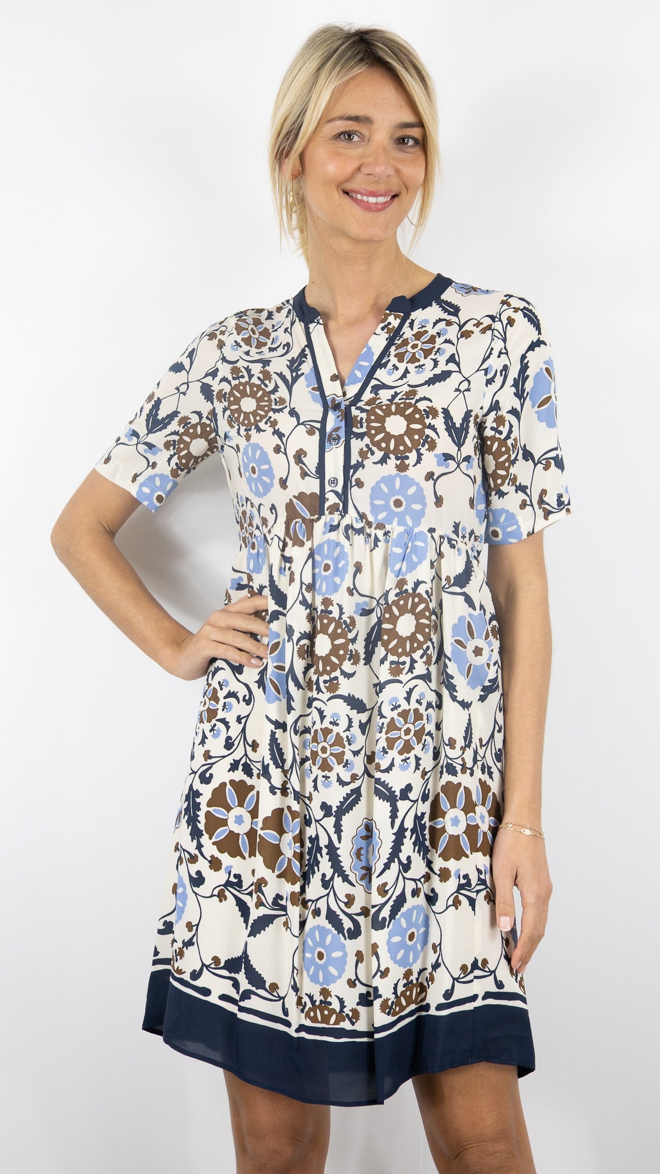 ROBE FLUIDE IMPRIME ARABESQUE MARINE CHOCO GERARD DAREL ROMAINE