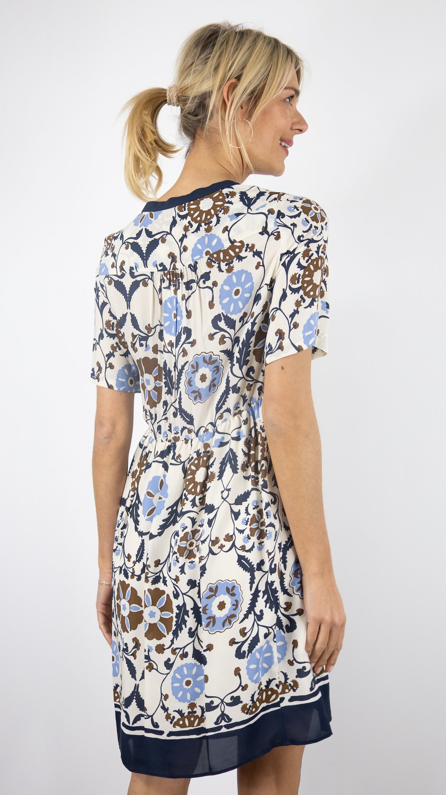 ROBE FLUIDE IMPRIME ARABESQUE MARINE CHOCO GERARD DAREL ROMAINE