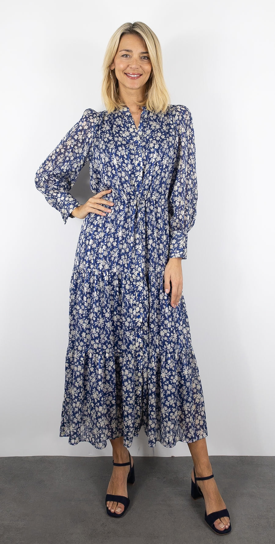 ROBE LONGUE FLEURIE BLEUE GERARD DAREL RUVIA