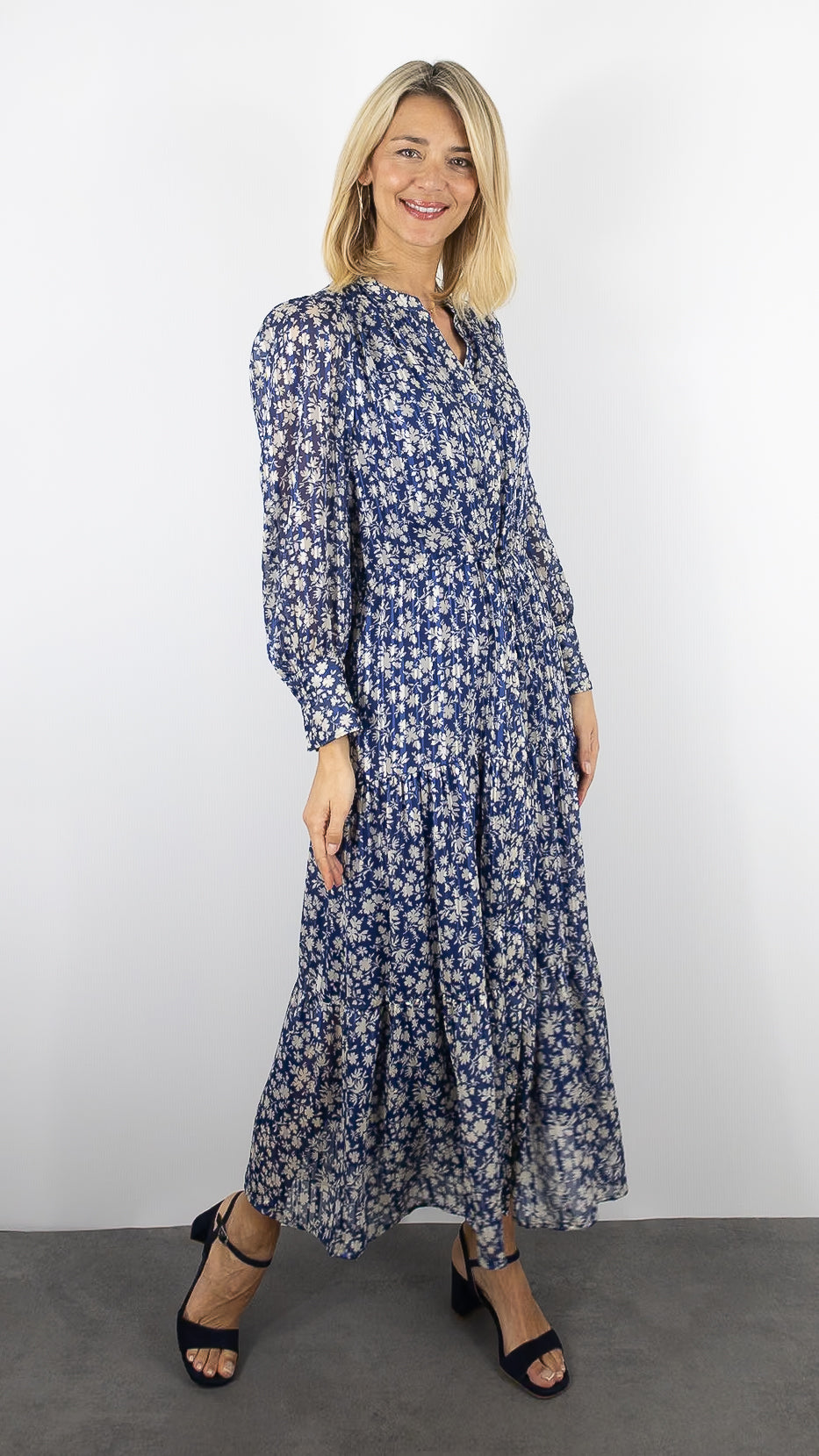 ROBE LONGUE FLEURIE BLEUE GERARD DAREL RUVIA