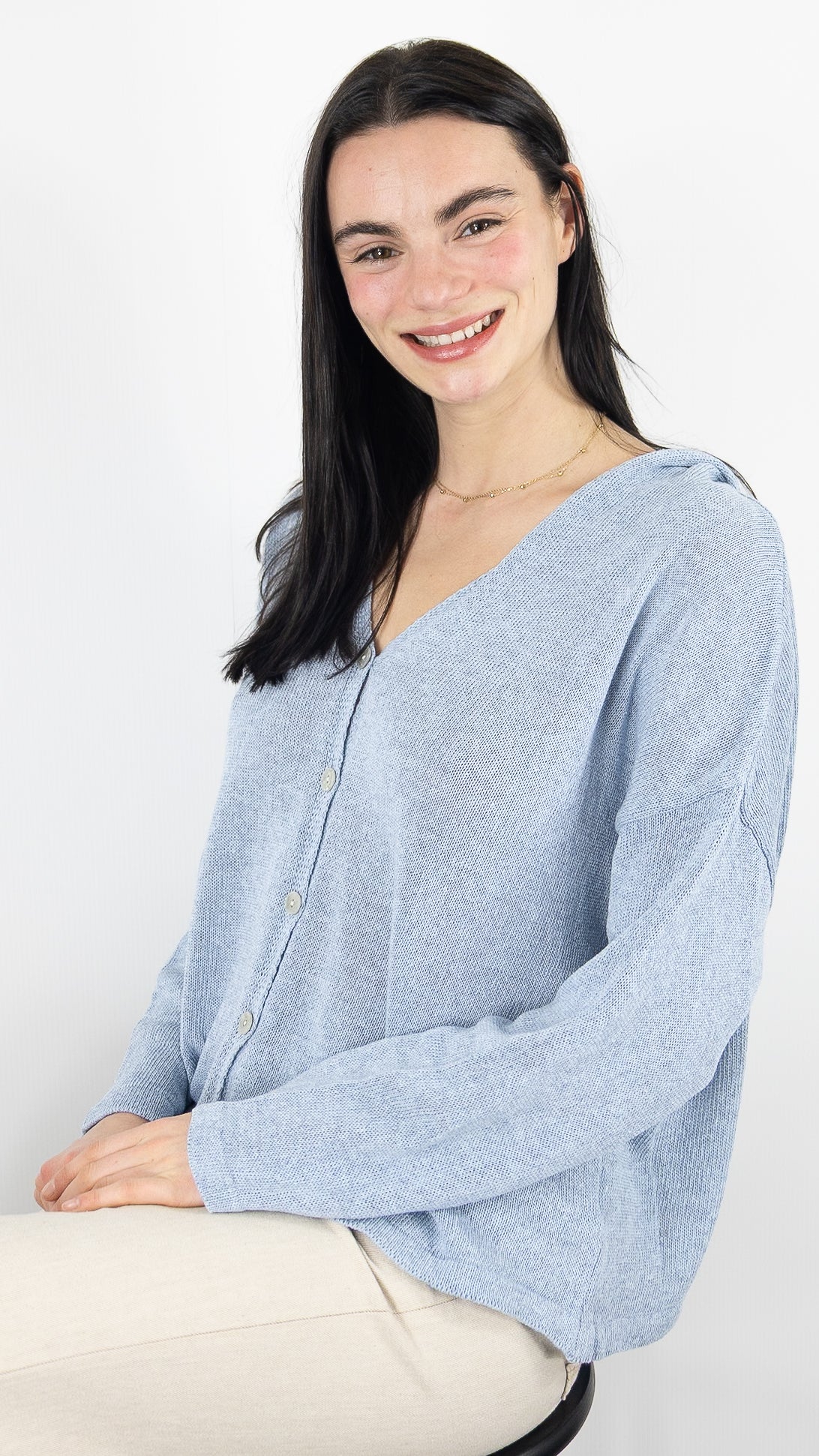 GILET A CAPUCHE EN COTON ALEXANDRE LAURENT M8222#COLOR_CIEL