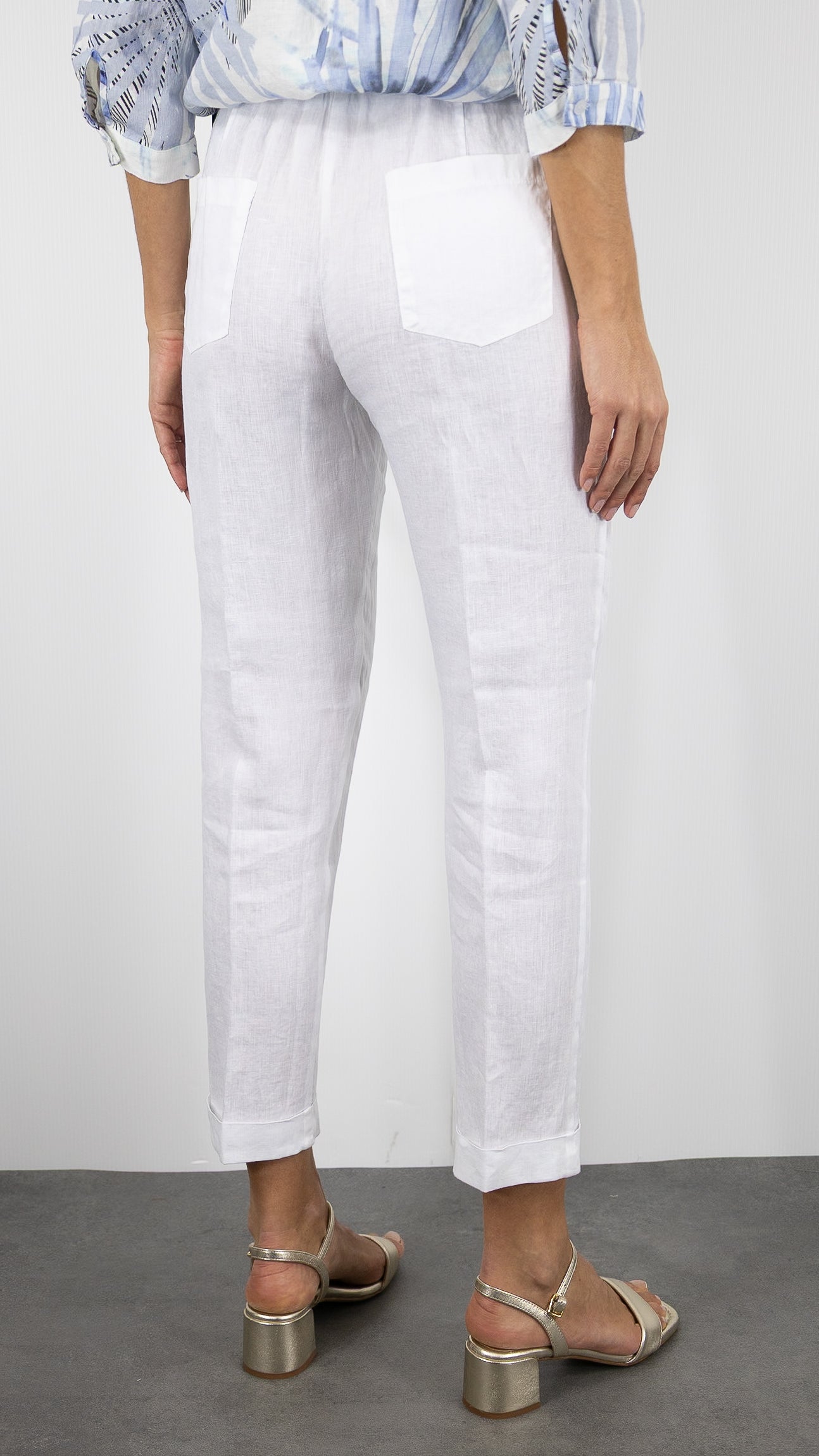 PANTALON EN LIN TAILLE ELASTIQUE ROSSO 35 N861PA/8000#COLOR_701/BLANC