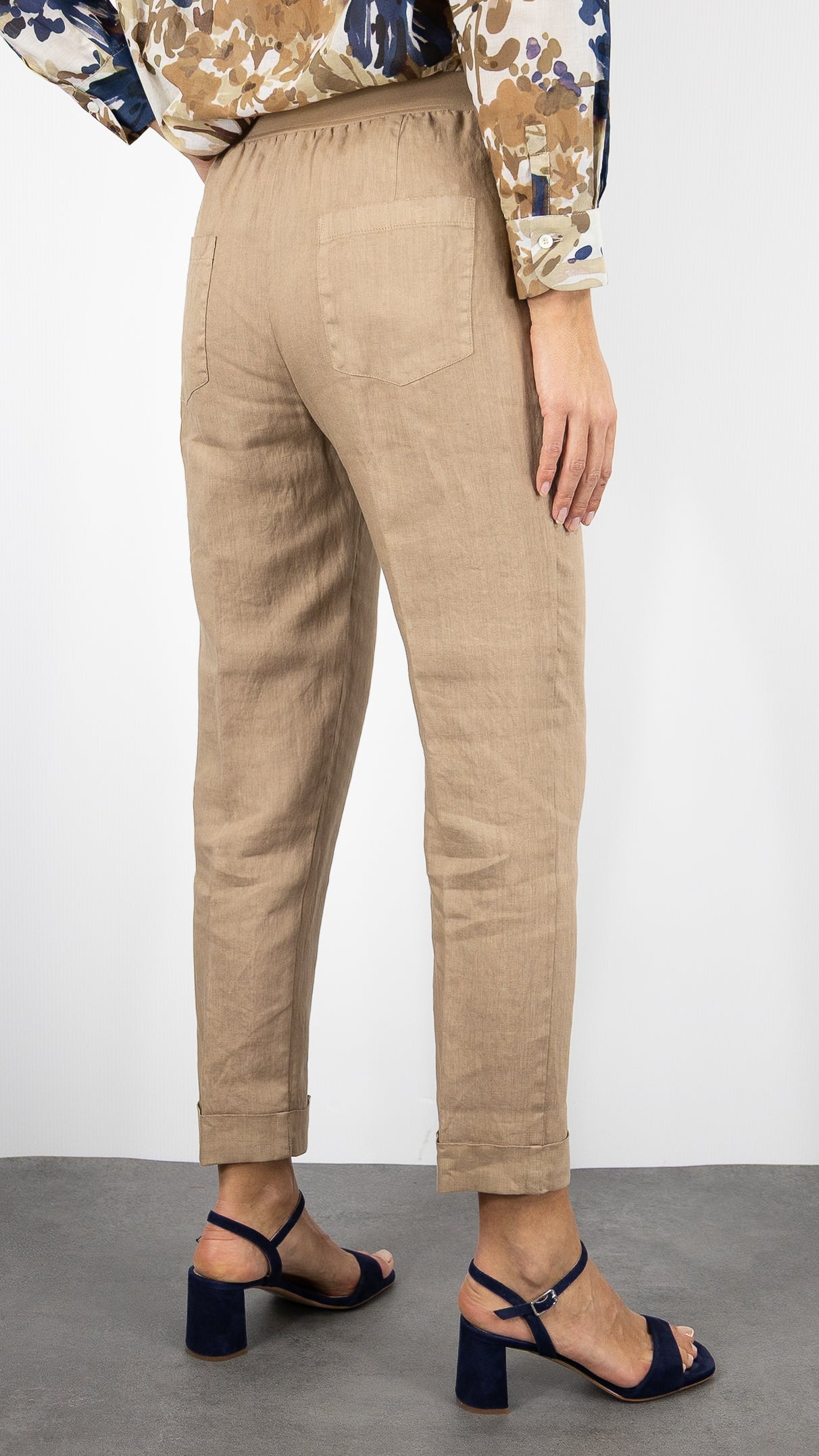 PANTALON EN LIN TAILLE ELASTIQUE ROSSO 35 N861PA/8000#COLOR_743/CAMEL