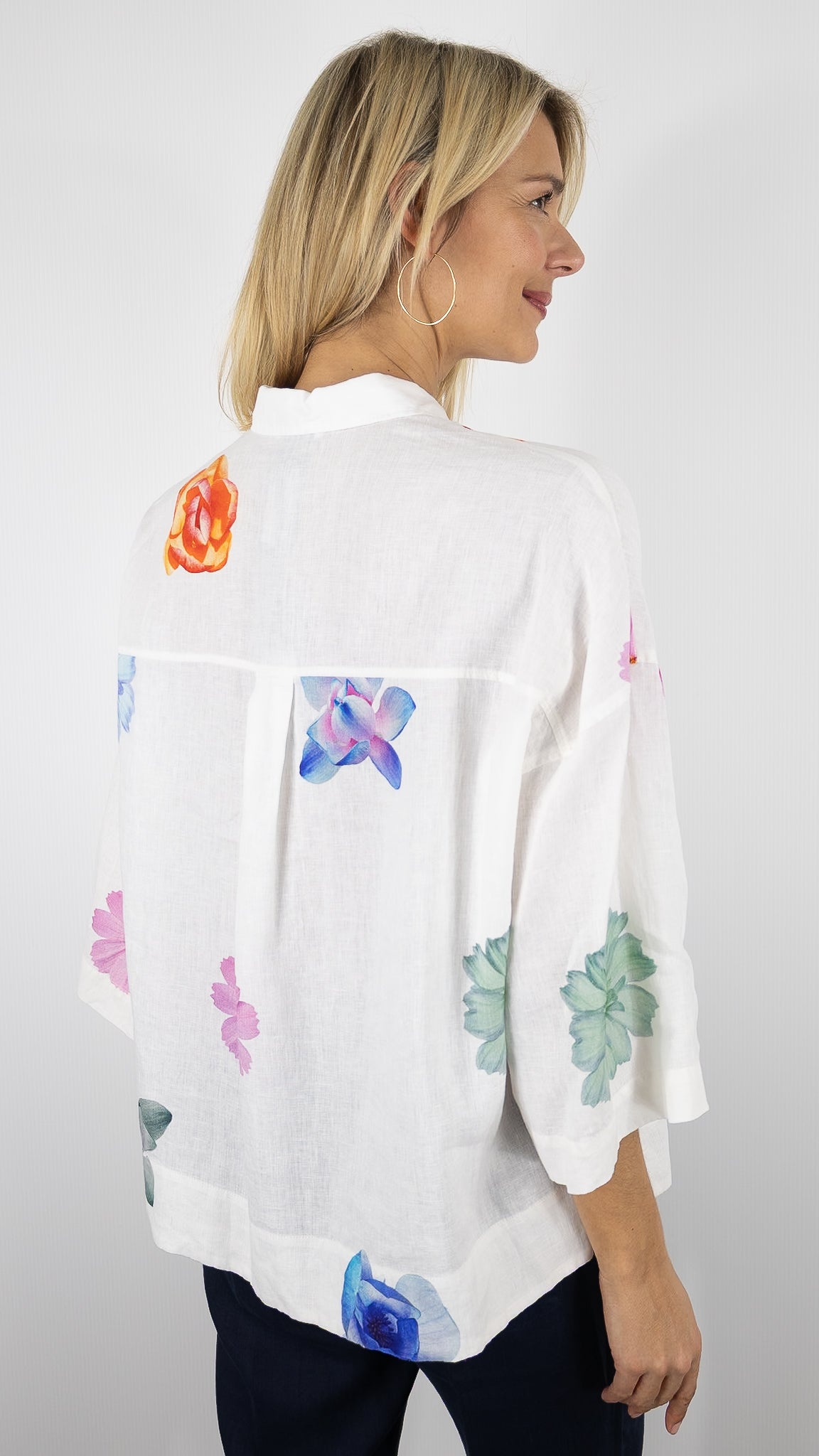 BLOUSE FLEURIE EN LIN POUR FEMME ROSSO 35 N1941B/8471