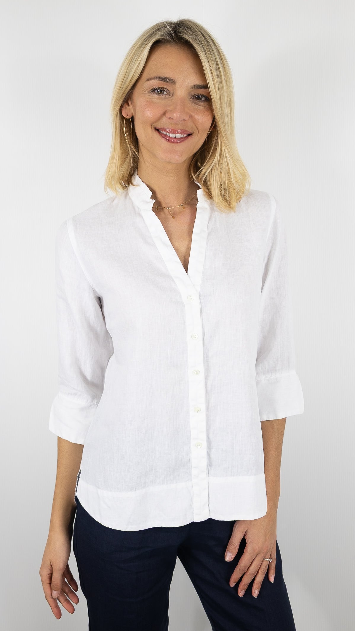BLOUSE EN LIN ROSSO 35 N1893B/8000#COLOR_701/BLANC