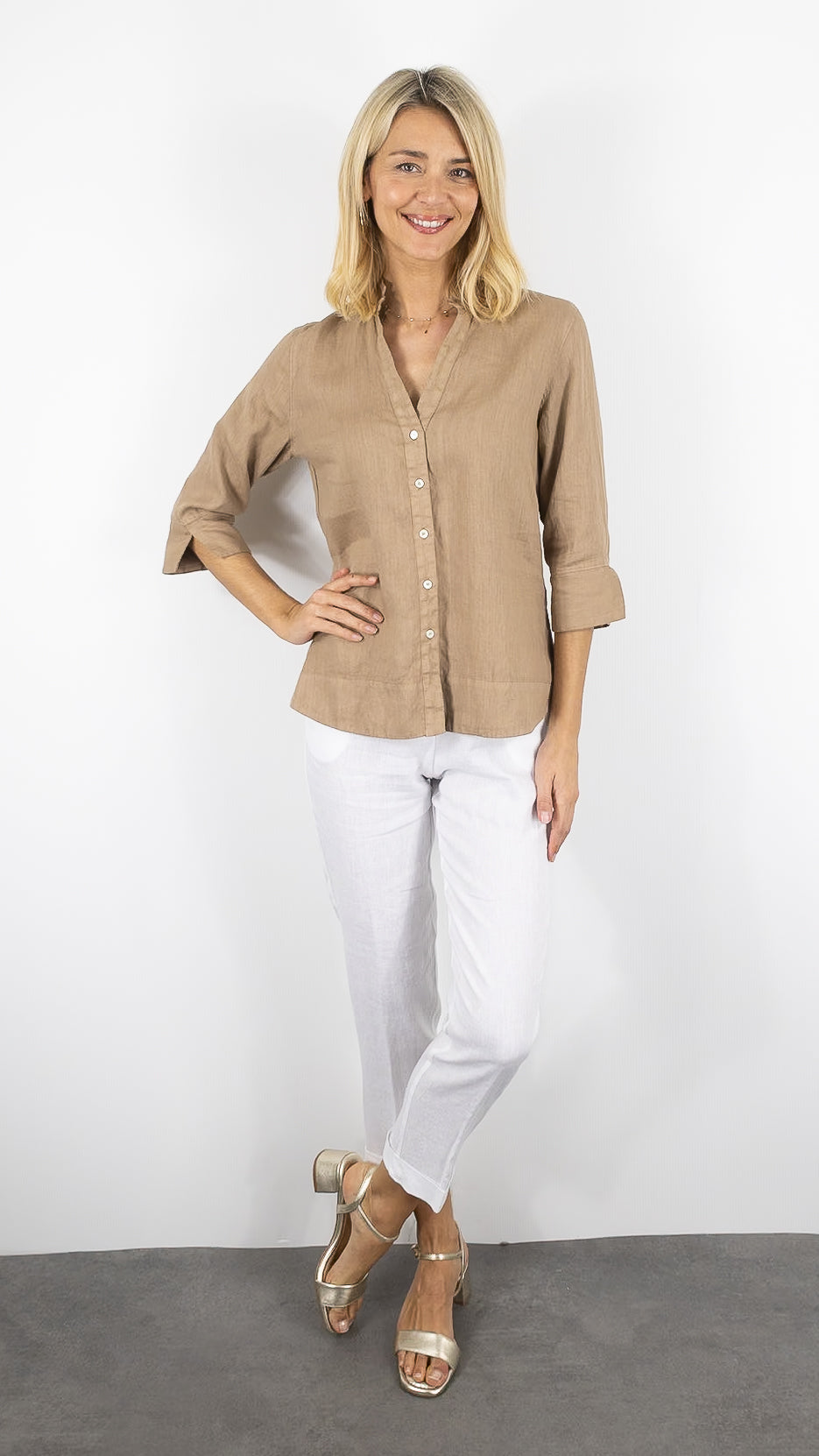 BLOUSE EN LIN ROSSO 35 N1893B/8000#COLOR_743/CAMEL