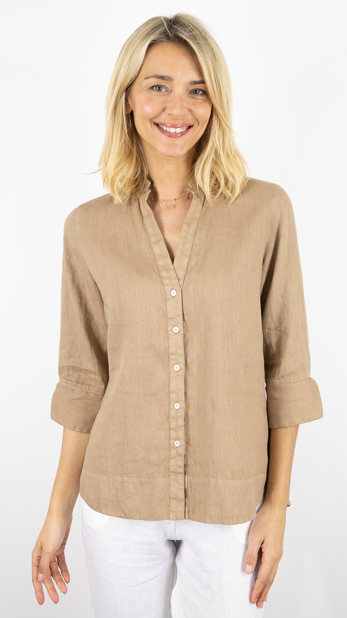 BLOUSE EN LIN ROSSO 35 N1893B/8000#COLOR_743/CAMEL