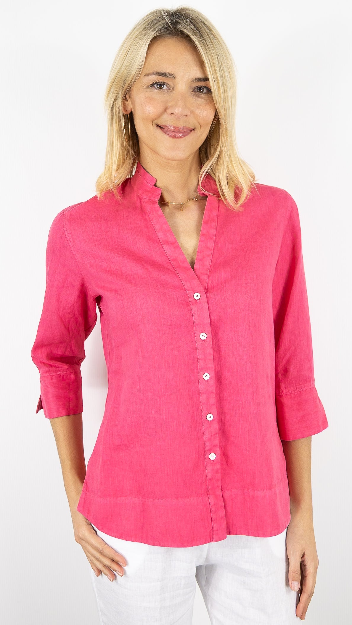 BLOUSE EN LIN ROSSO 35 N1893B/8000#COLOR_772/FUSHIA