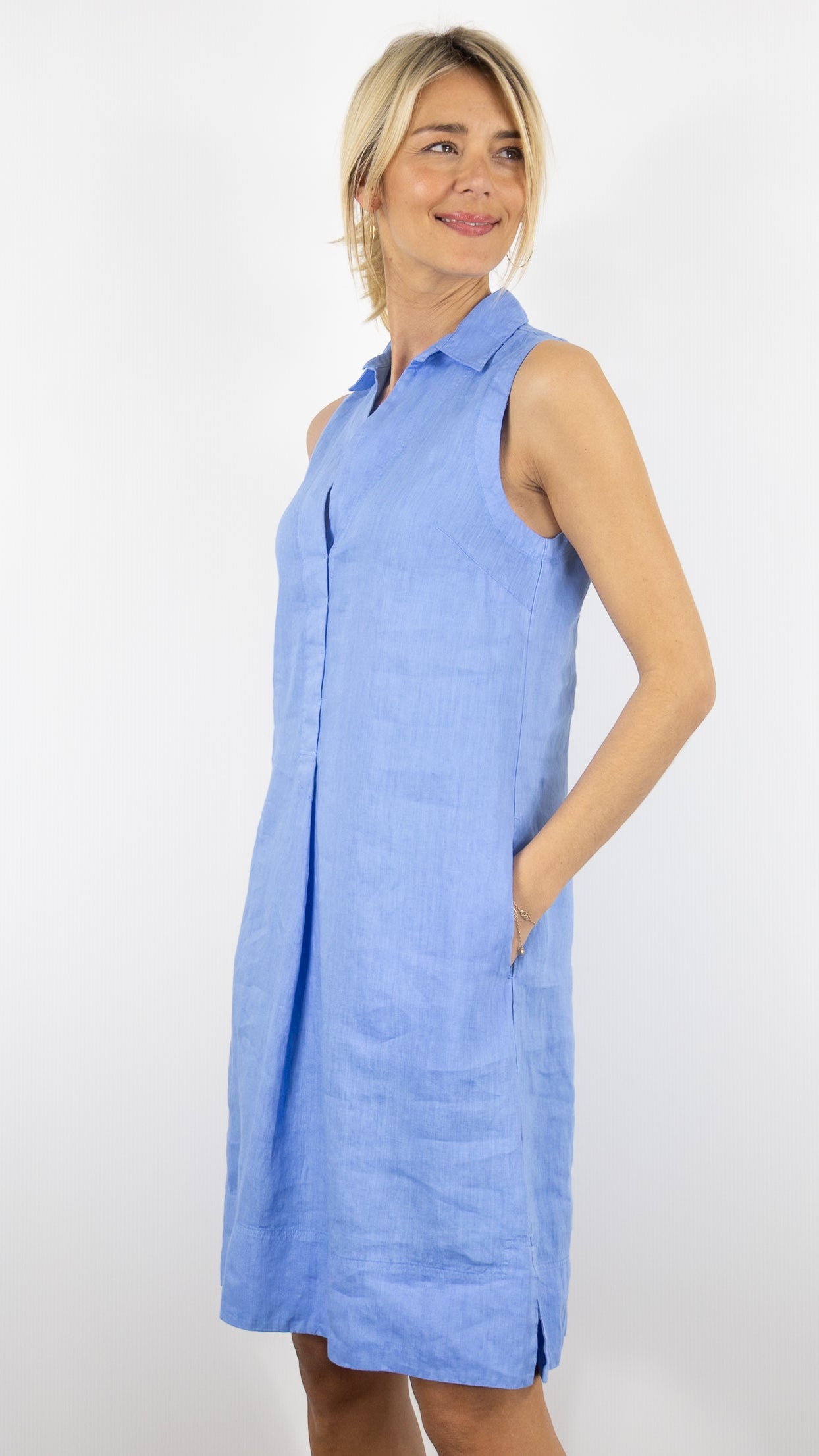 Robe en lin sans manches ROSSO 35 #COLOR_764/bleu