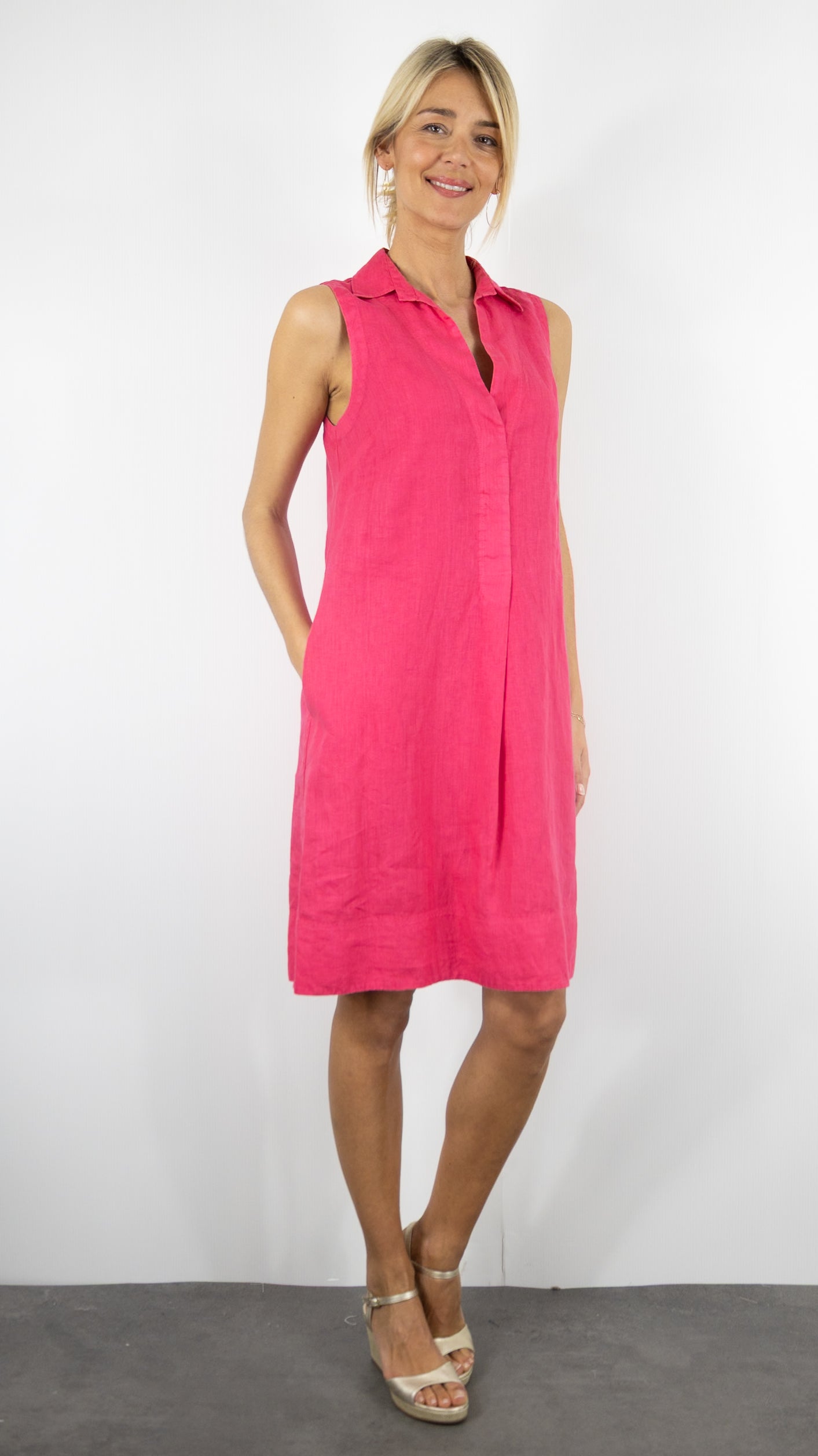 Robe en lin sans manches ROSSO 35 #COLOR_772/fushia