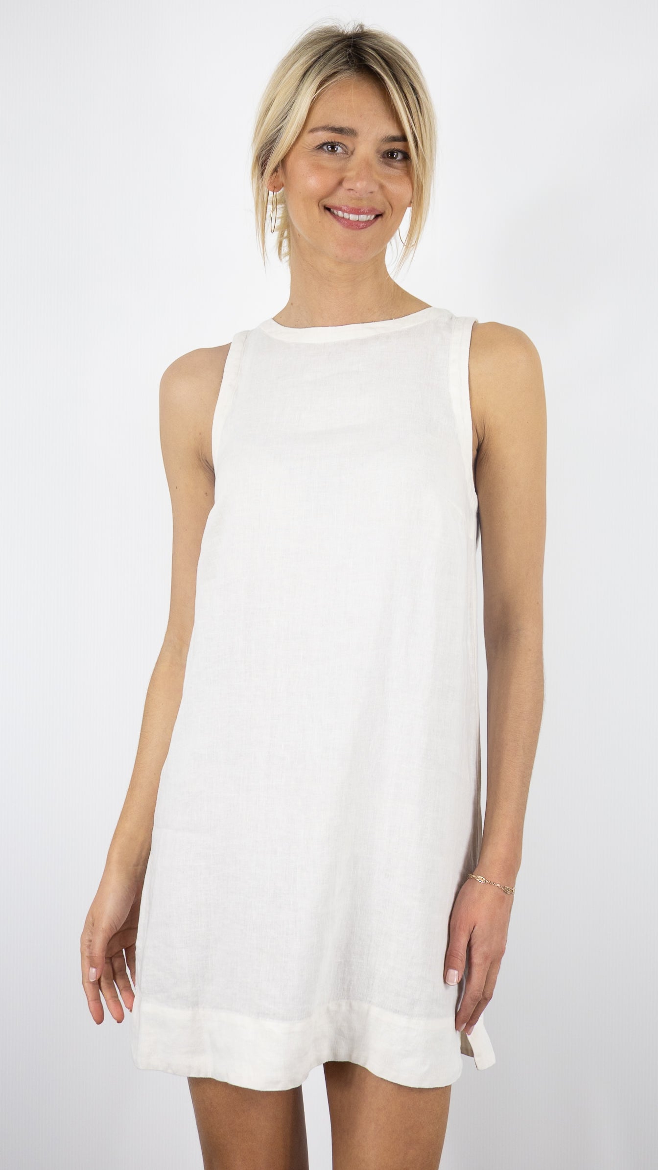 ROBE COURTE SANS MANCHES EN LIN HARTFORD RUELLE#COLOR_22/SHELL