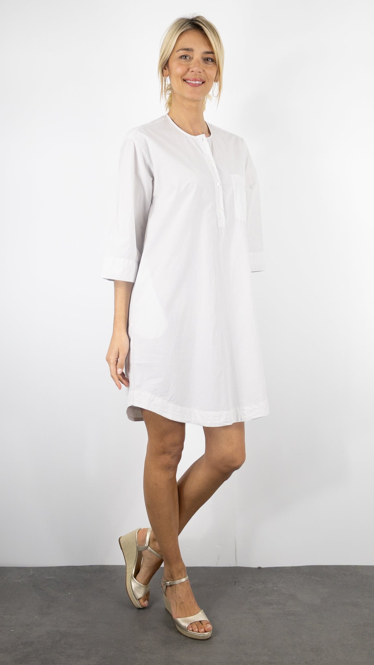 ROBE COURTE EN COTON #COLOR_21/STONE GREIGE
