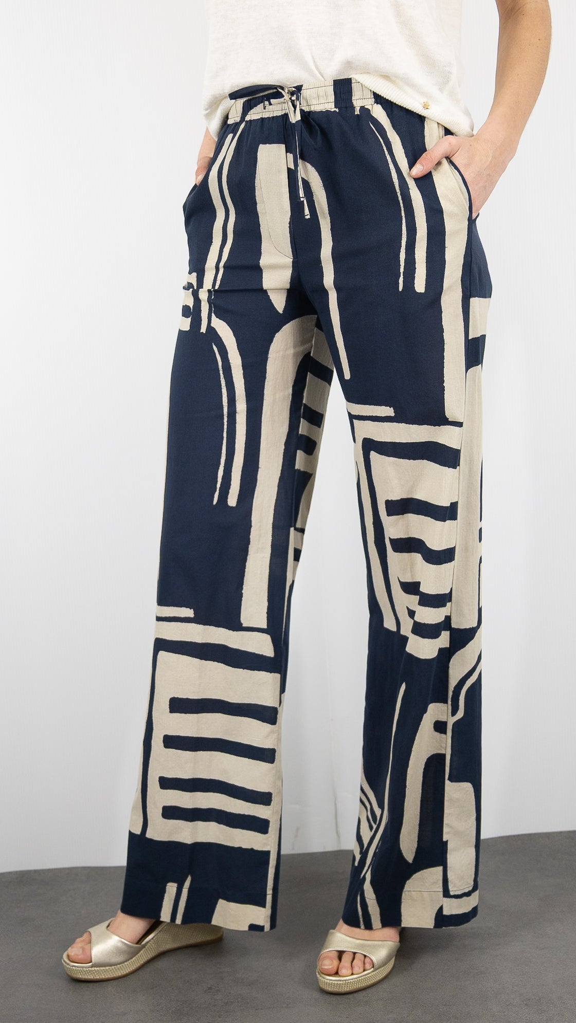 PANTALON LARGE IMPRIME MARRON HARTFORD PULAM #COLOR_02/NATURAL NAVY