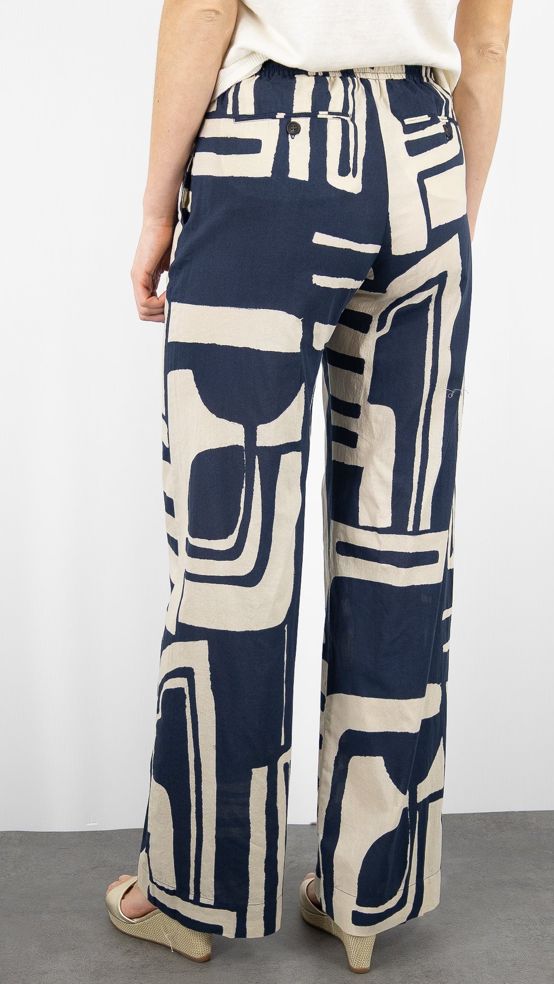 PANTALON LARGE IMPRIME MARRON HARTFORD PULAM #COLOR_02/NATURAL NAVY
