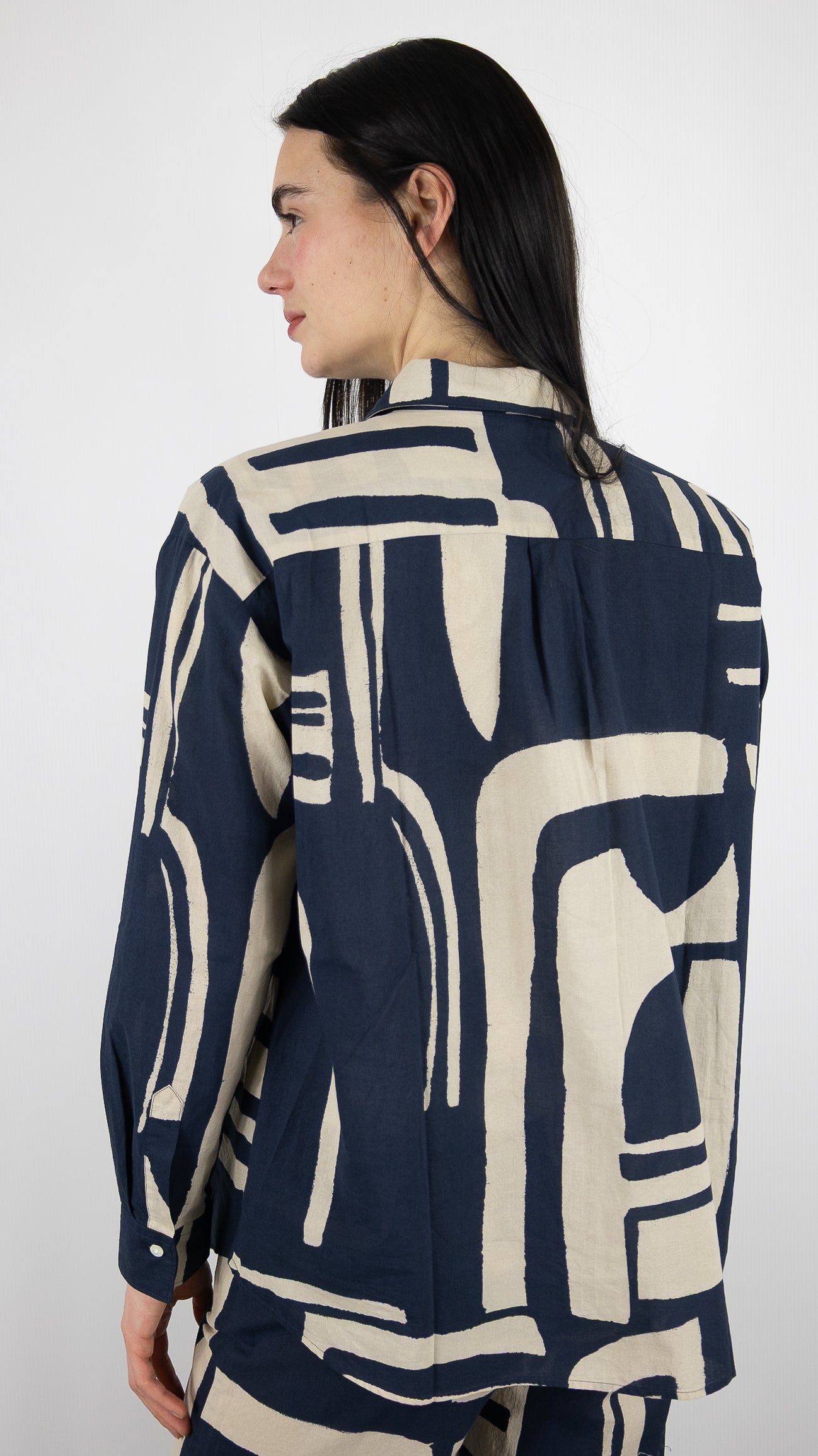 CHEMISE IMPRIMEE AMPLE EN COTON HARTFORD CHARLOT#COLOR_02/NATURAL NAVY