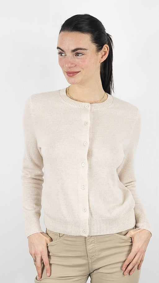 GILET COL ROND EN CACHEMIRE POUR FEMME#COLOR_17051/COQUILLAGE