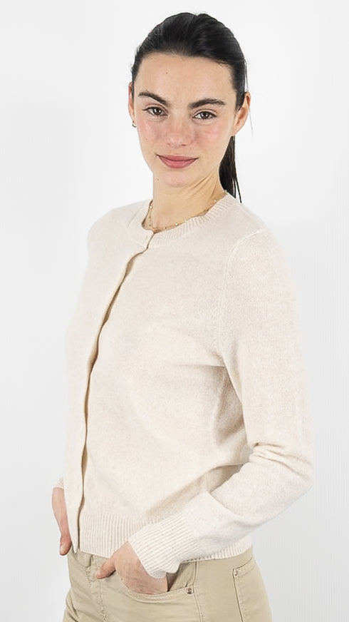 GILET COL ROND EN CACHEMIRE POUR FEMME#COLOR_17051/COQUILLAGE