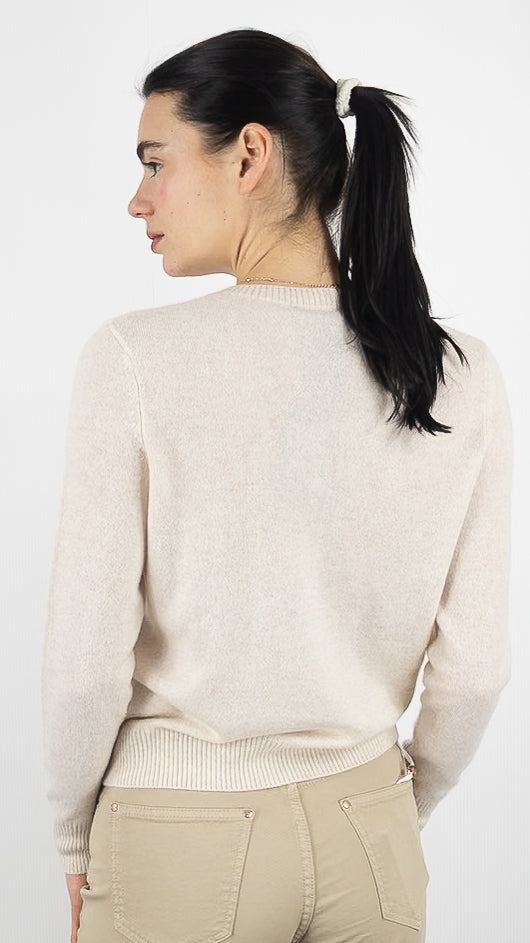 GILET COL ROND EN CACHEMIRE POUR FEMME#COLOR_17051/COQUILLAGE