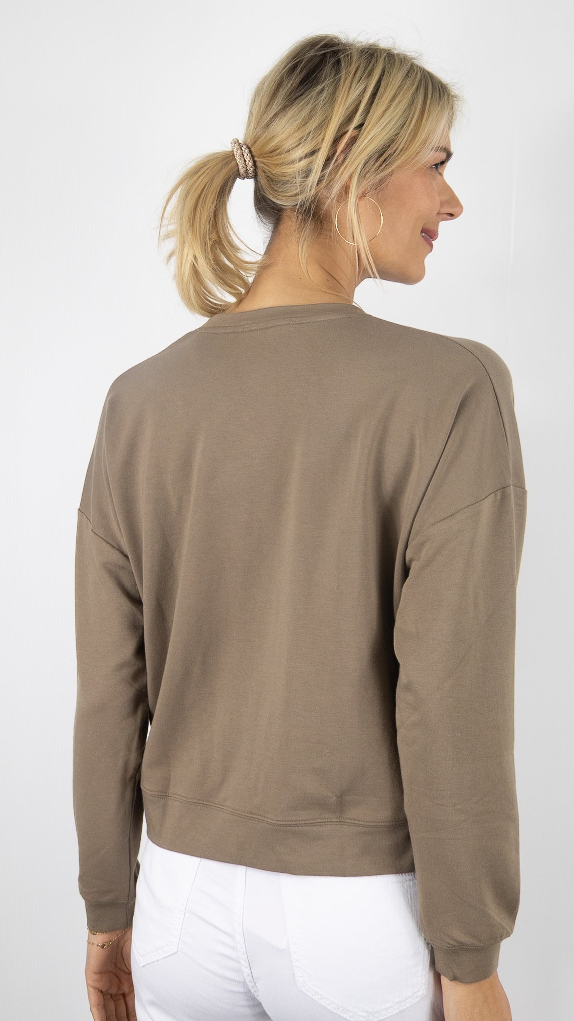 SWEAT EN COTON PIMA CAPPUCINO TAUPE ANONYM ADELE