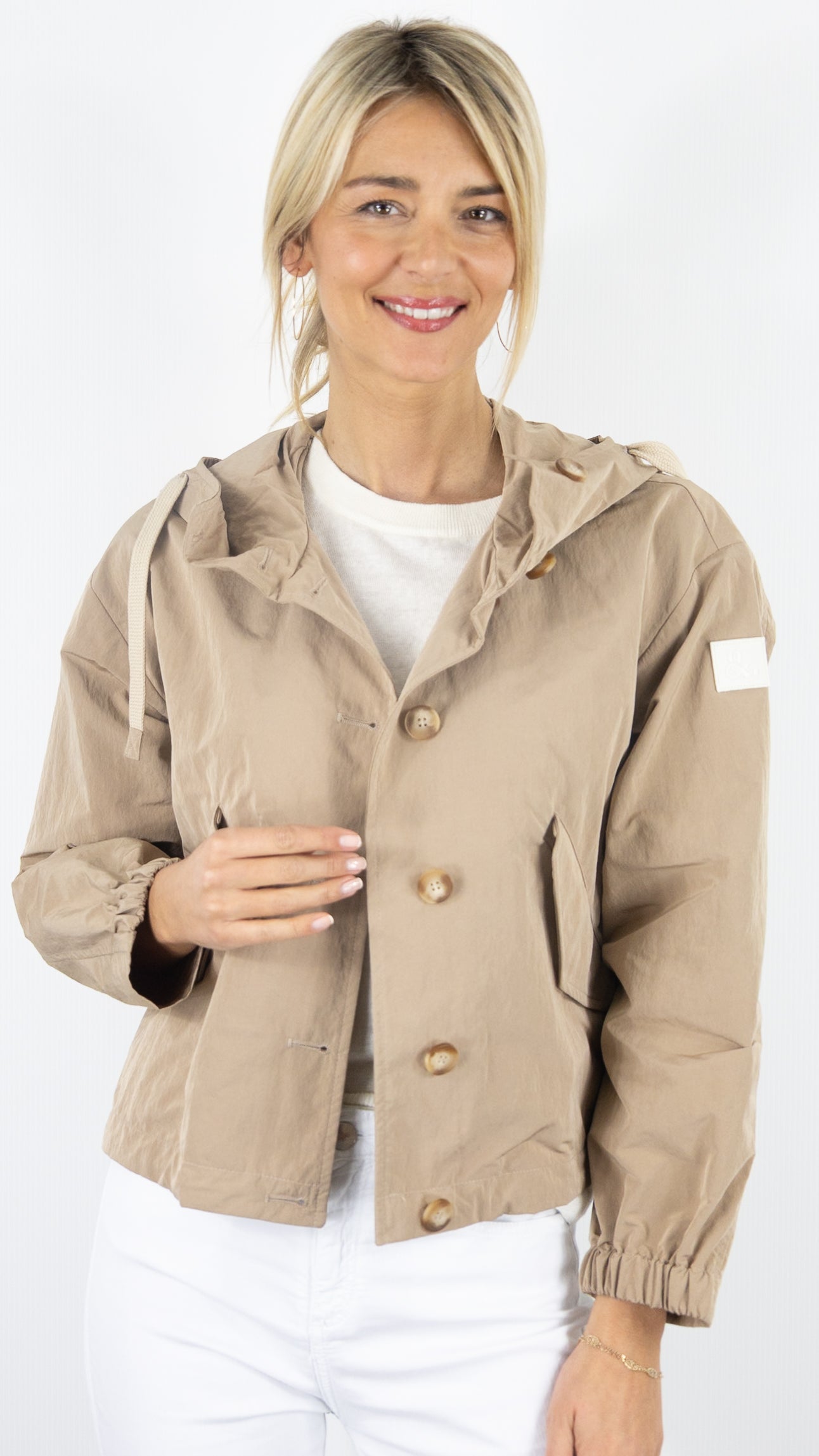 BLOUSON COURT A CAPUCHE CAMEL FEMME TRENCH AND COAT SUREAU 1/A8TA#COLOR_47/CAMEL