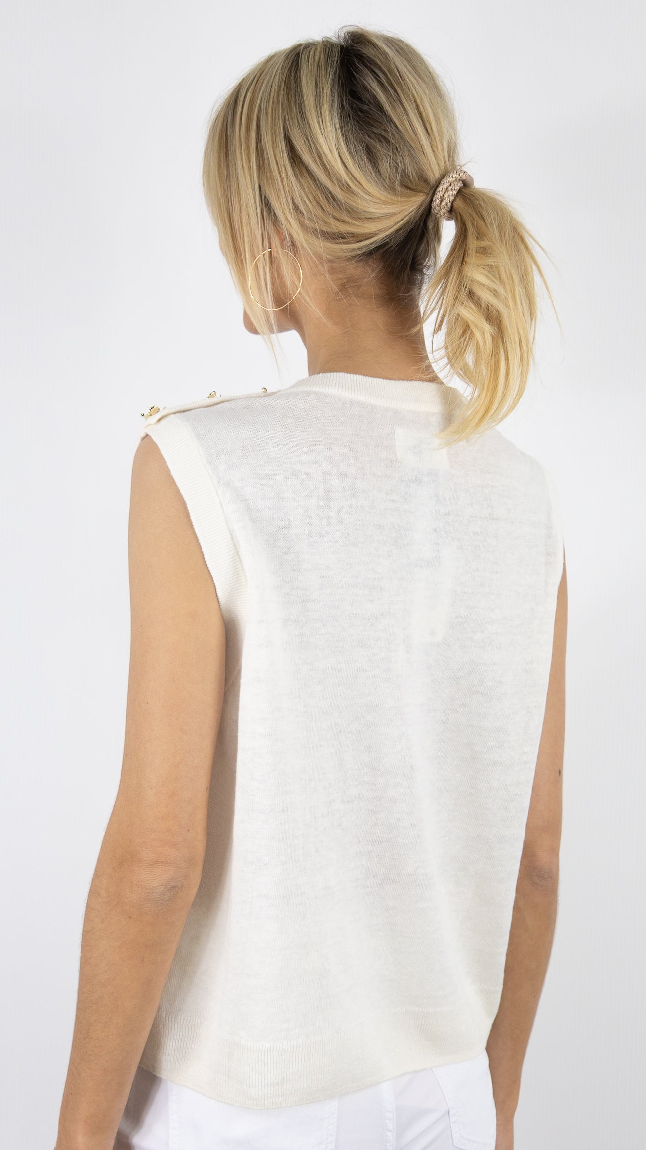 PULL SANS MANCHES EN LIN DES PETITS HAUTS BRAZOU#COLOR_CREME