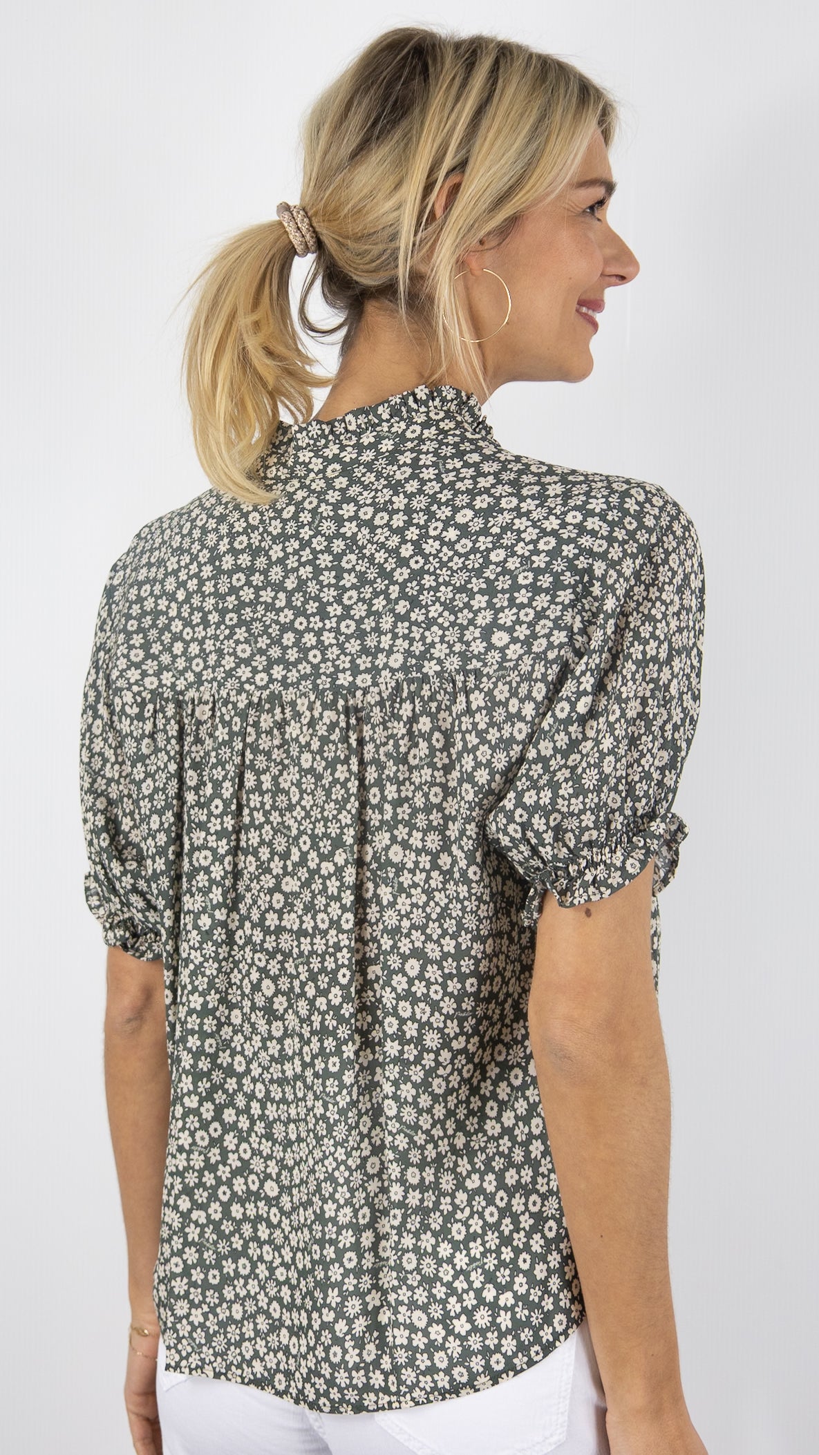 BLOUSE FLUIDE IMPRIME FLEURI KAKI PABLO CAMILLEA