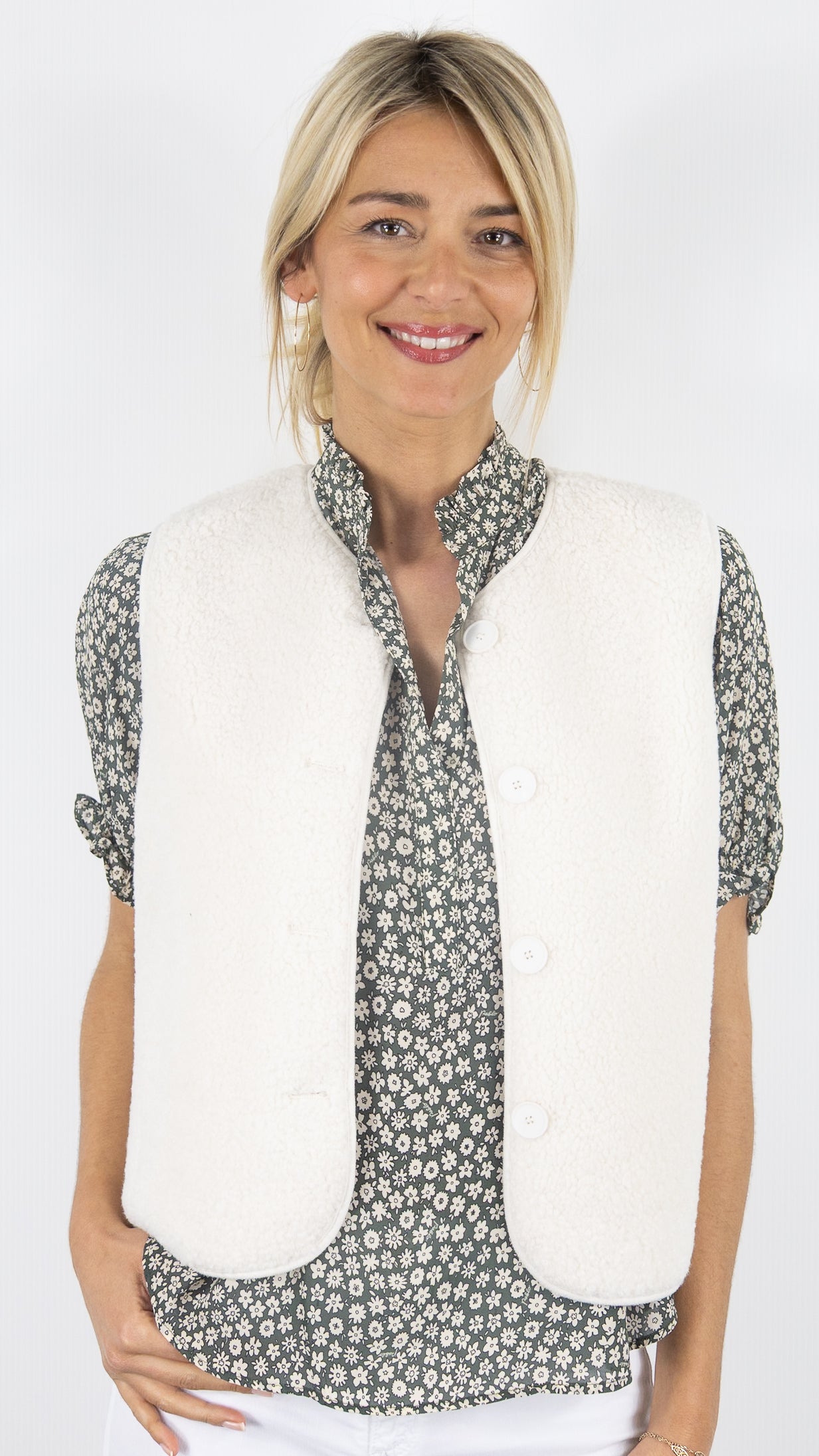 Gilet sans manches fausse fourrure #COLOR_ecru