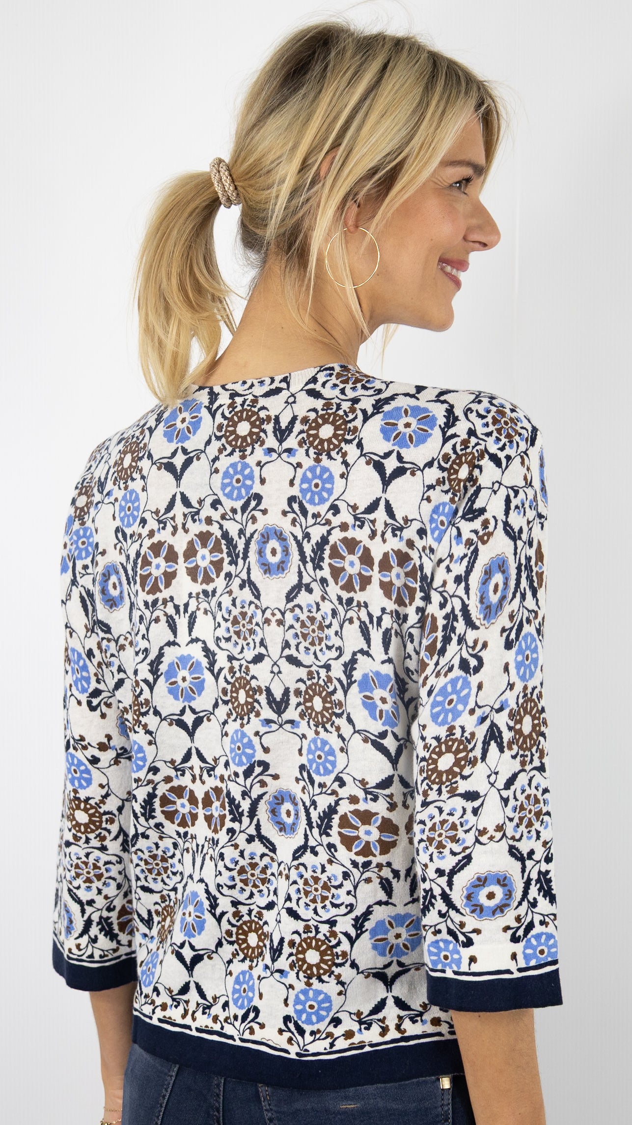 PULL V IMPRIME CHOCO MARRON FEMME GERARD DAREL LIVIA