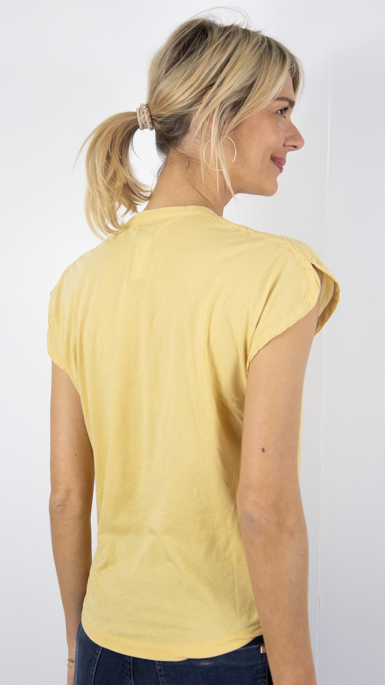 TEE SHIRT EN BRODE SANS MANCHES 100% COTON BLANC POUR FEMME TEZA HARTFORD#COLOR_04/CORN JAUNE