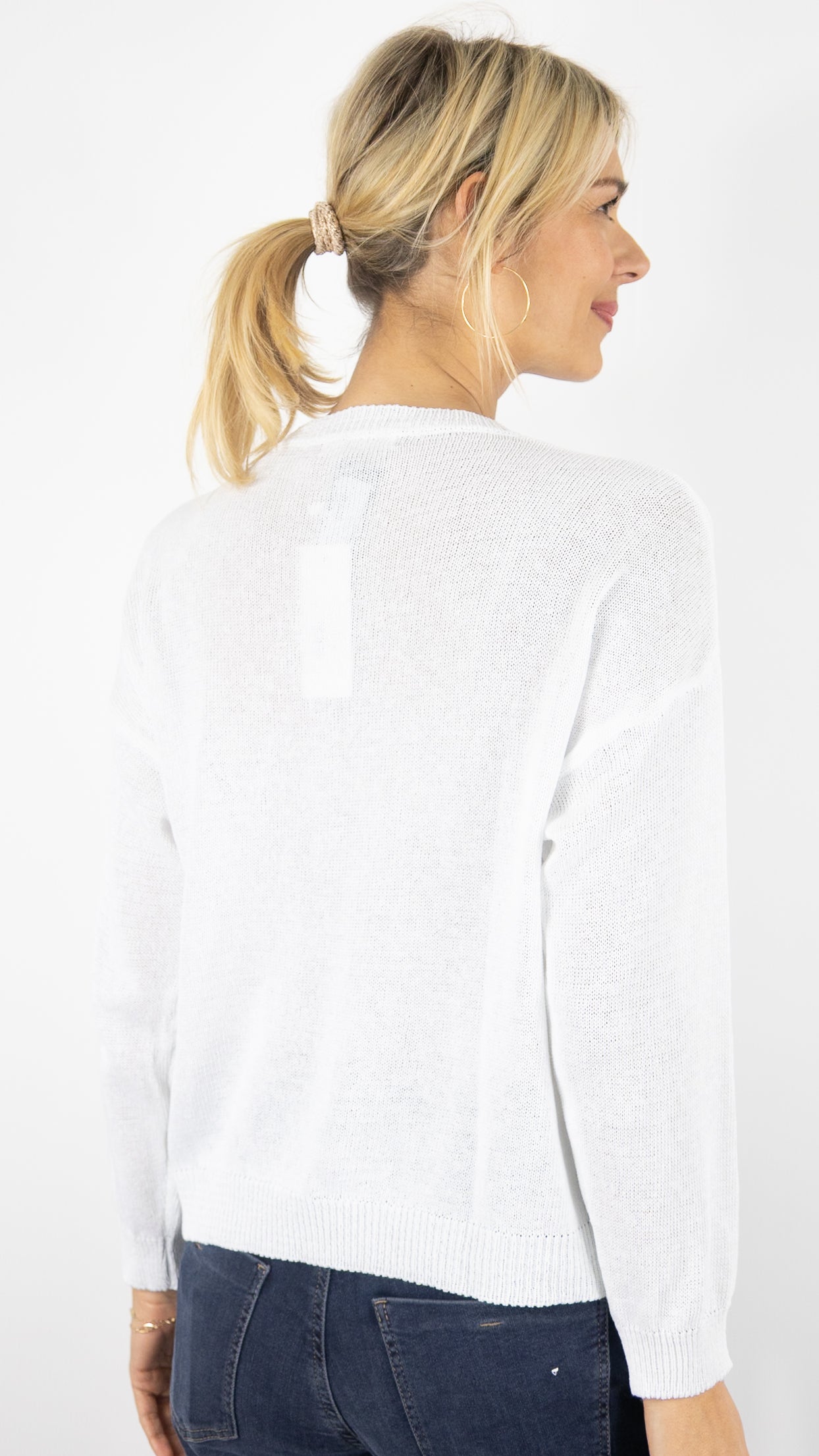 PULL LEGER COL BOUTONNE FEMME ALEXANDRE LAURENT M8220#COLOR_BLANC