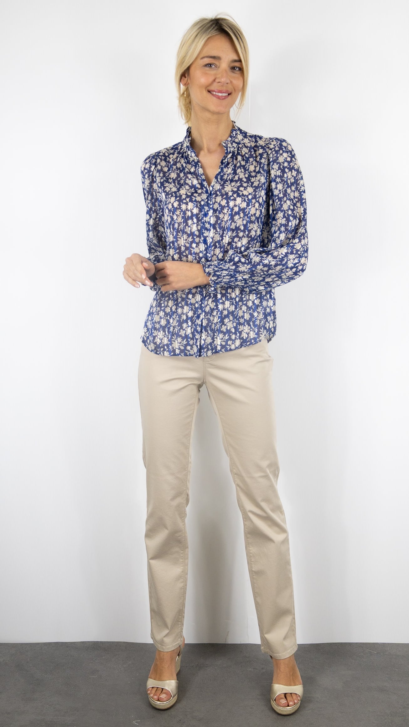 BLOUSE FLEURIE INDIGO BEIGE GERARD DAREL CASY