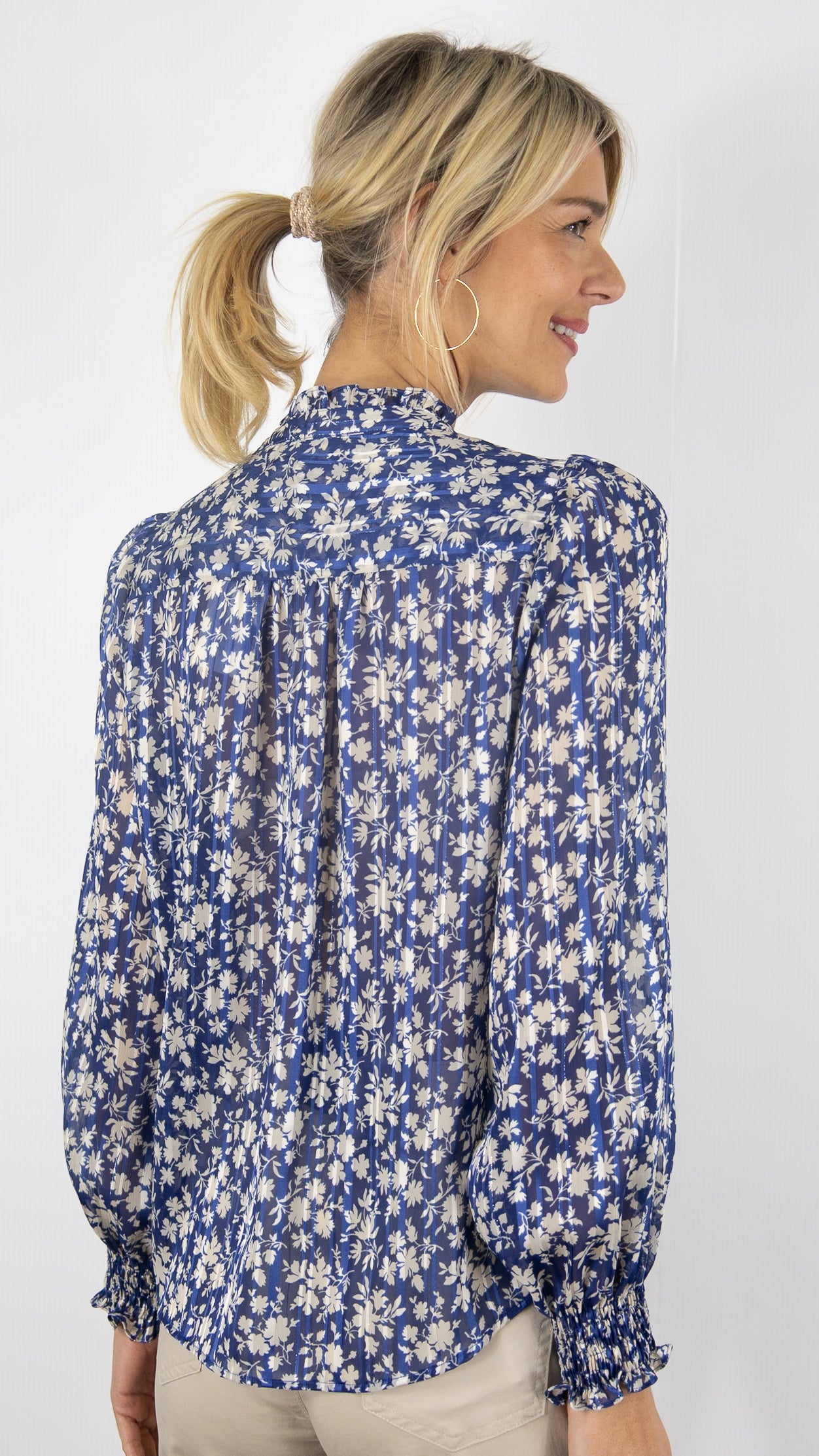 BLOUSE FLEURIE INDIGO BEIGE GERARD DAREL CASY