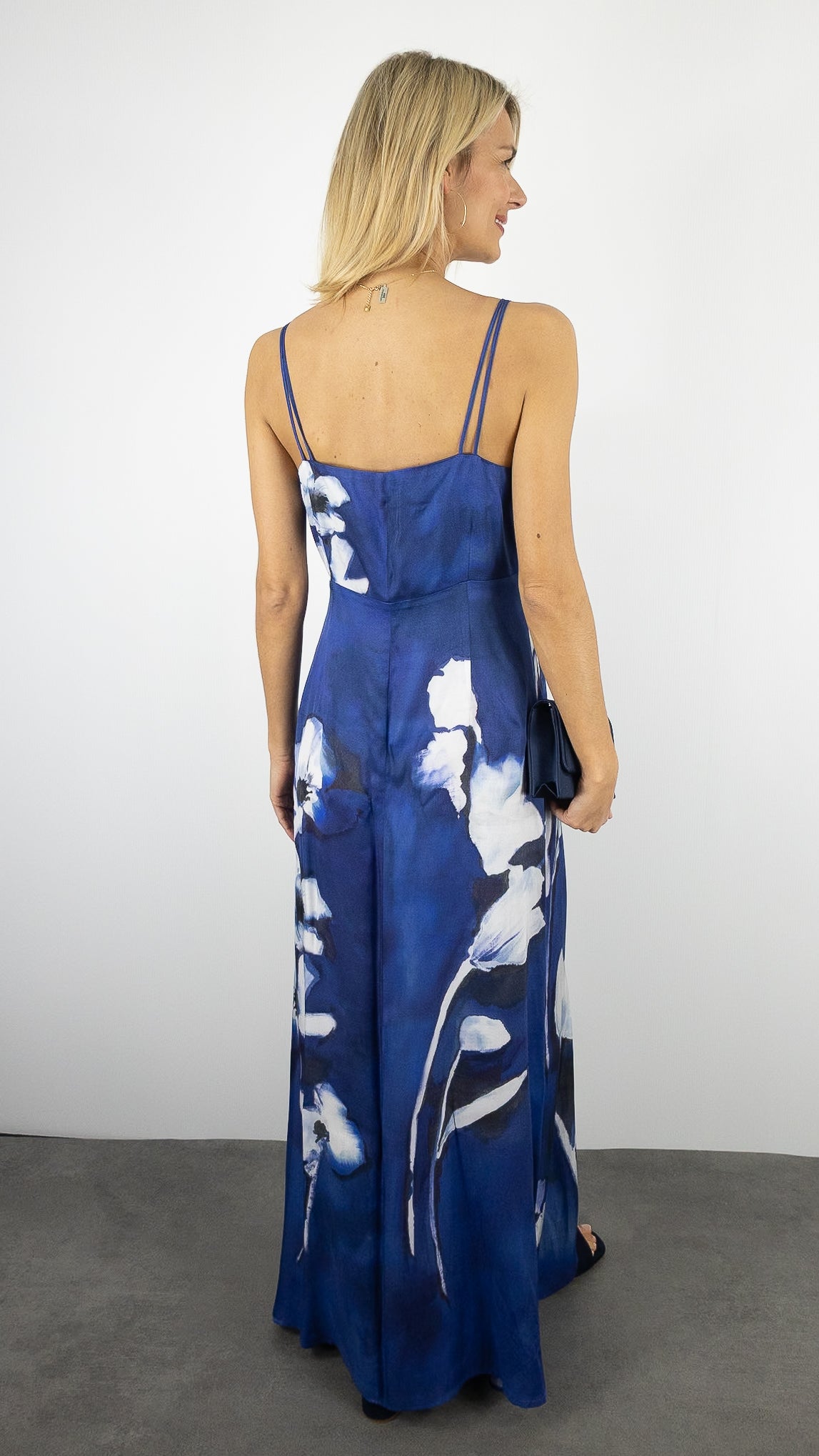 ROBE LONGUE A BRETELLES BLEU CAROLINE BISS 1181