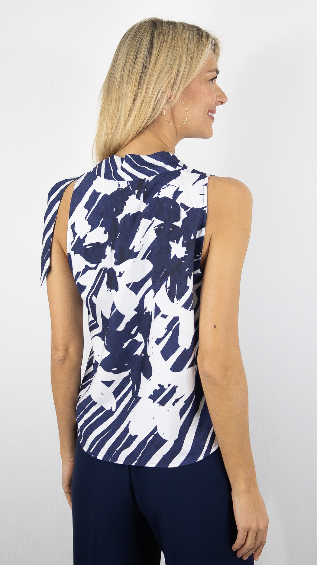 BLOUSE DEBARDEUR FLUIDE MARINE ECRU CAROLINE BISS 1673