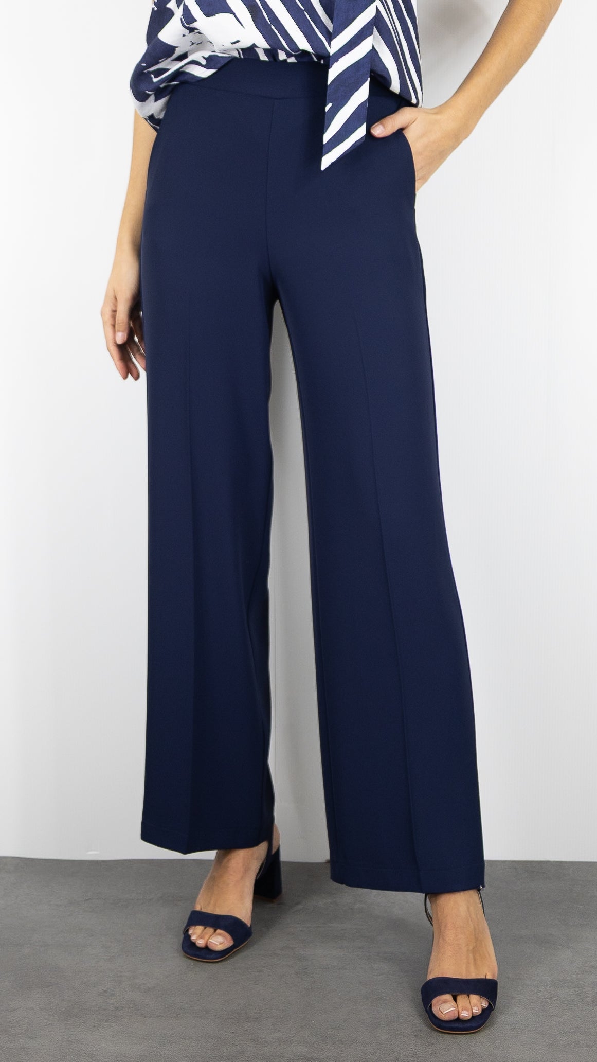 PANTALON LARGE HABILLE DOS ELASTIQUE IMPERIAM#color_1650/MARINE