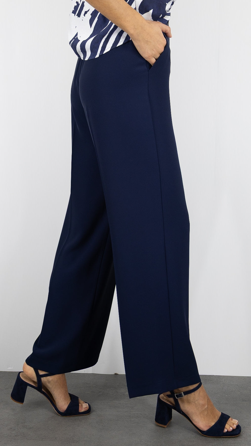 PANTALON LARGE HABILLE DOS ELASTIQUE IMPERIAM#color_1650/MARINE