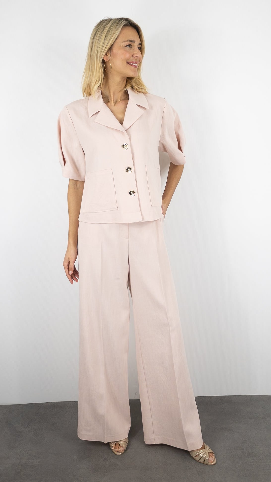 PANTALON AMPLE CITADIN ROSE POUDRE FEMME CAROLINE BISS 1595