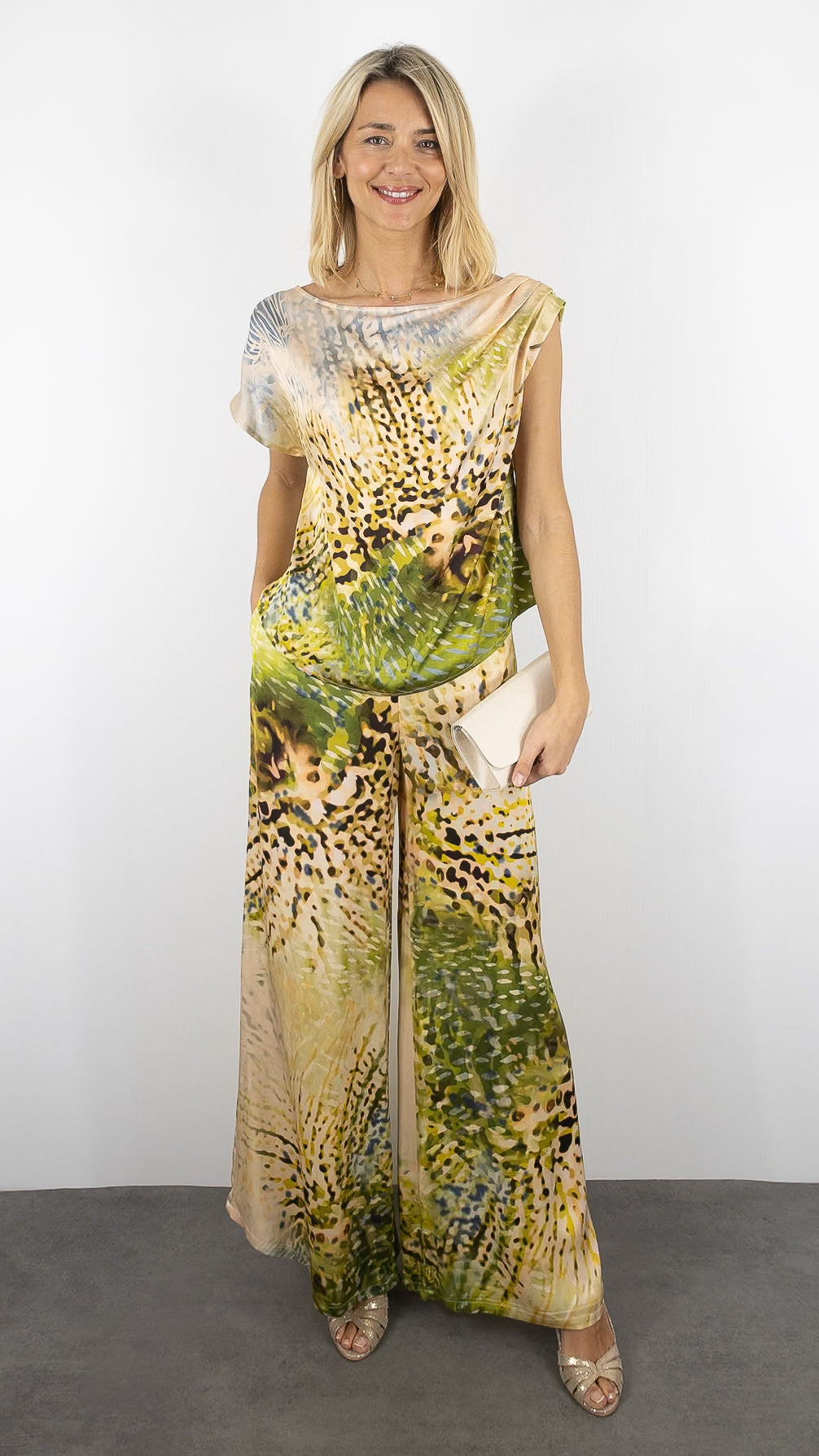 TOP FLUIDE IMPRIME KAKI CAROLINE BISS 1669