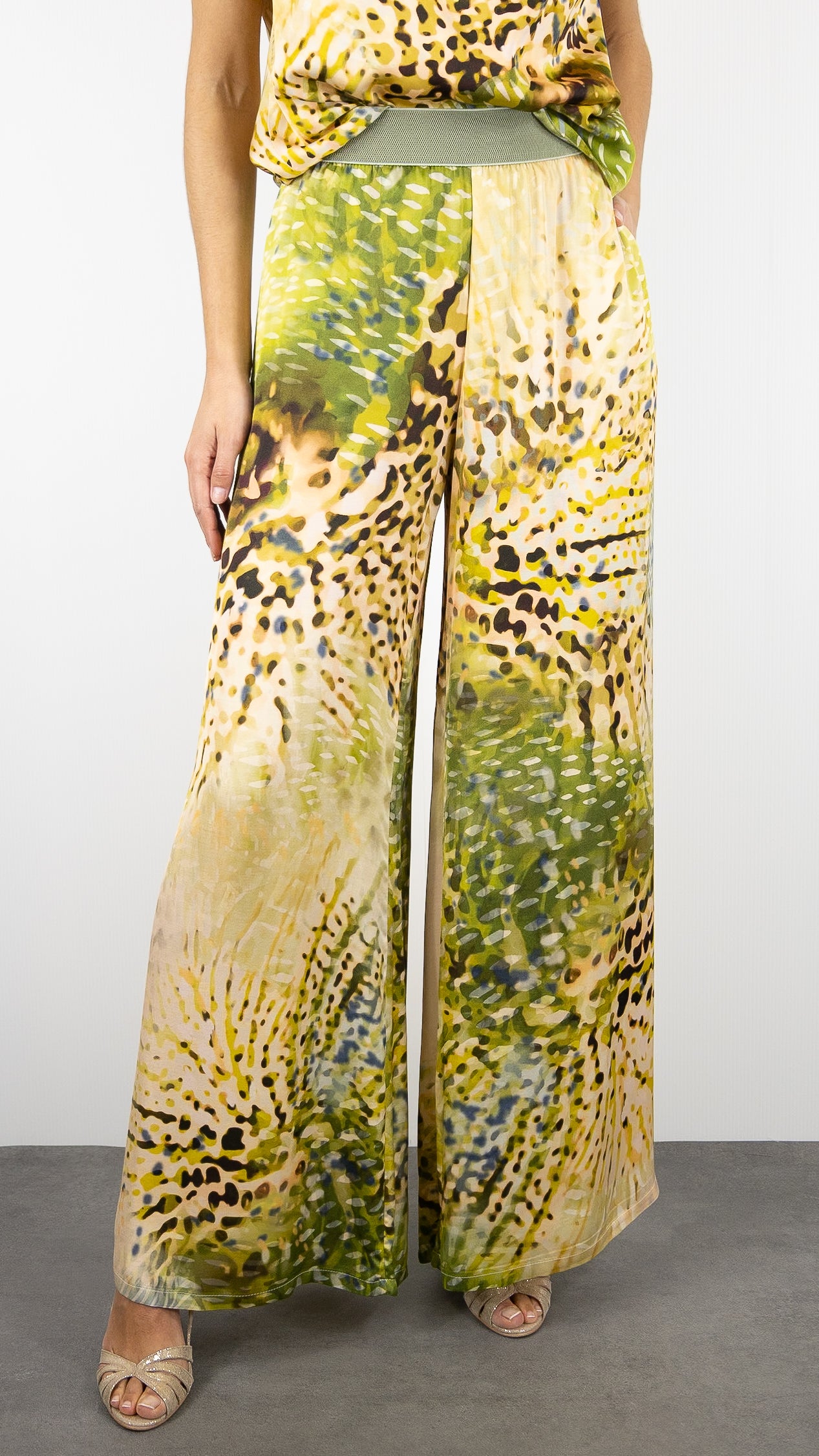 PANTALON FLUIDE IMPRIME KAKI CAROLINE BISS 1545