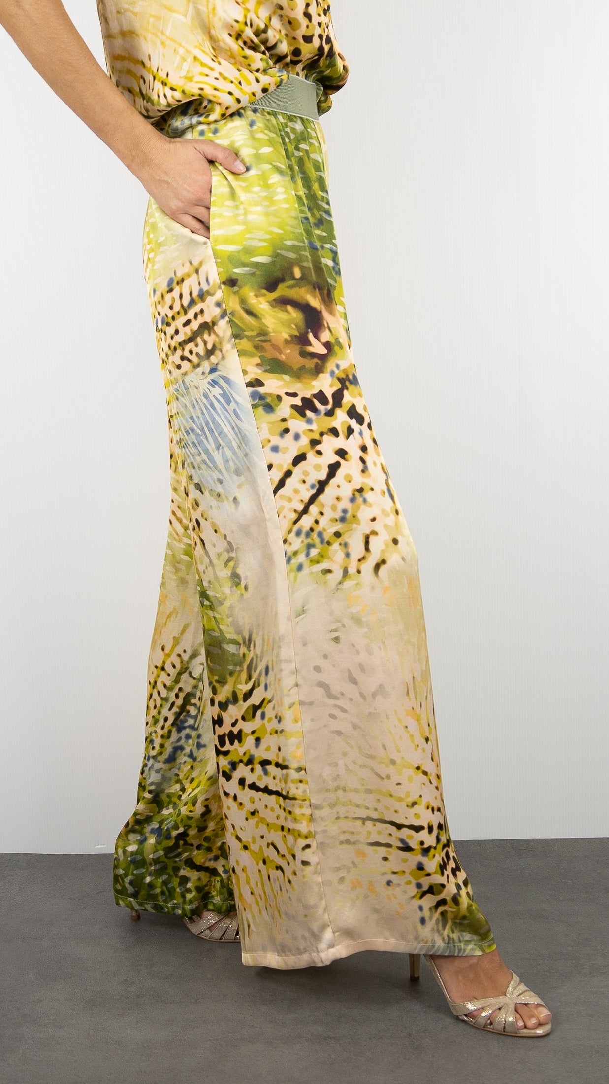 PANTALON FLUIDE IMPRIME KAKI CAROLINE BISS 1545