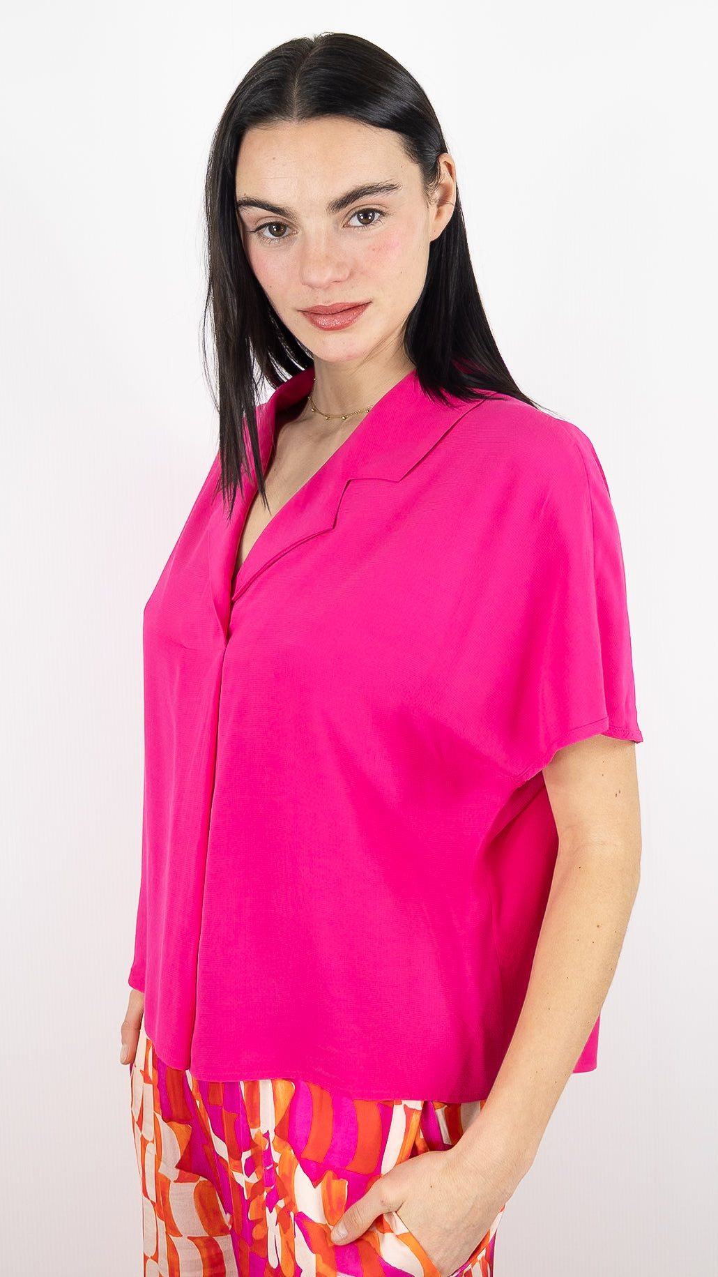 BLOUSE MANCHES COURTE ROSE FUSHIA CAROLINE BISS 1606