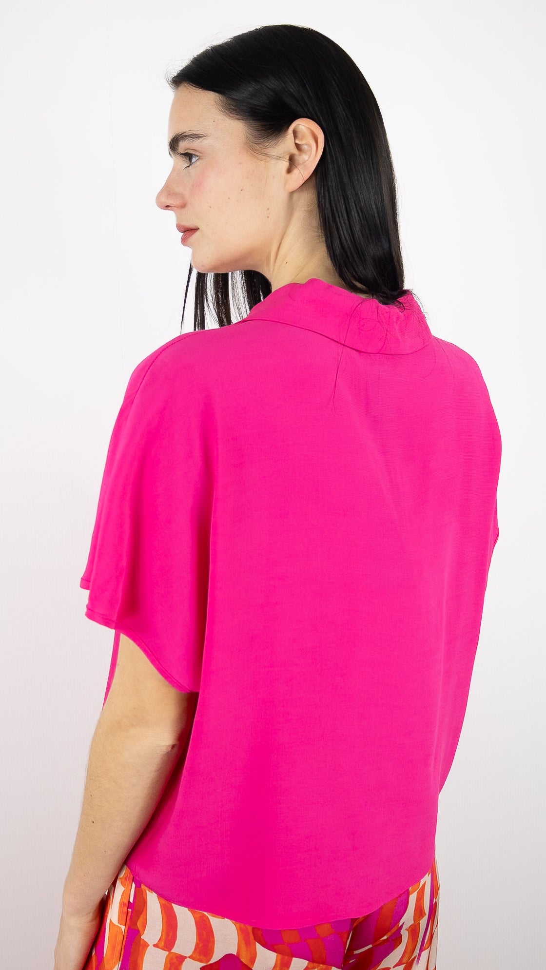 BLOUSE MANCHES COURTE ROSE FUSHIA CAROLINE BISS 1606