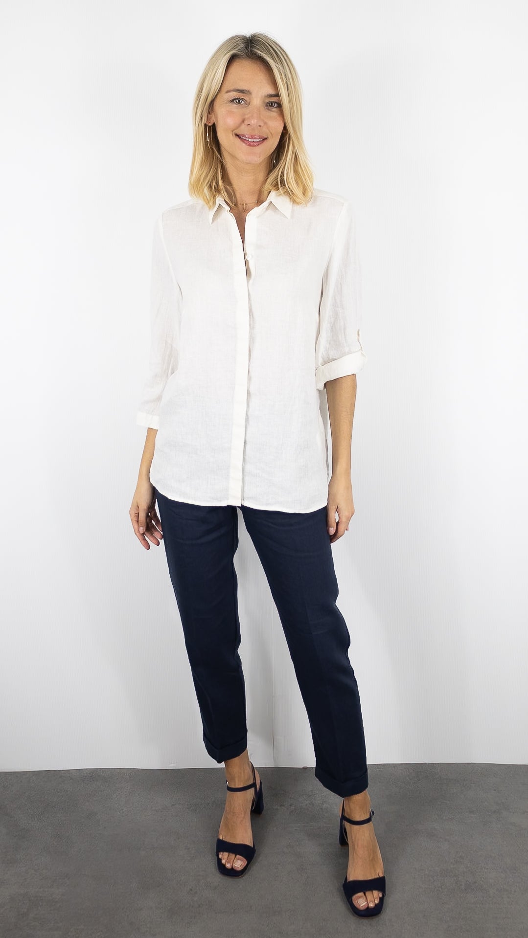 CHEMISE EN LIN MANCHES COURTES POUR FEMME TONI 71-27/1438-2#color_70/BLANC