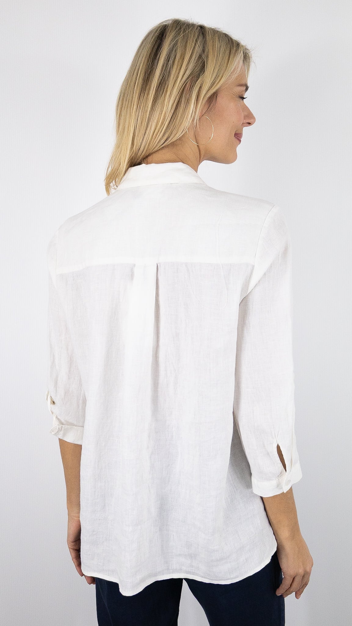 CHEMISE EN LIN MANCHES COURTES POUR FEMME TONI 71-27/1438-2#color_70/BLANC