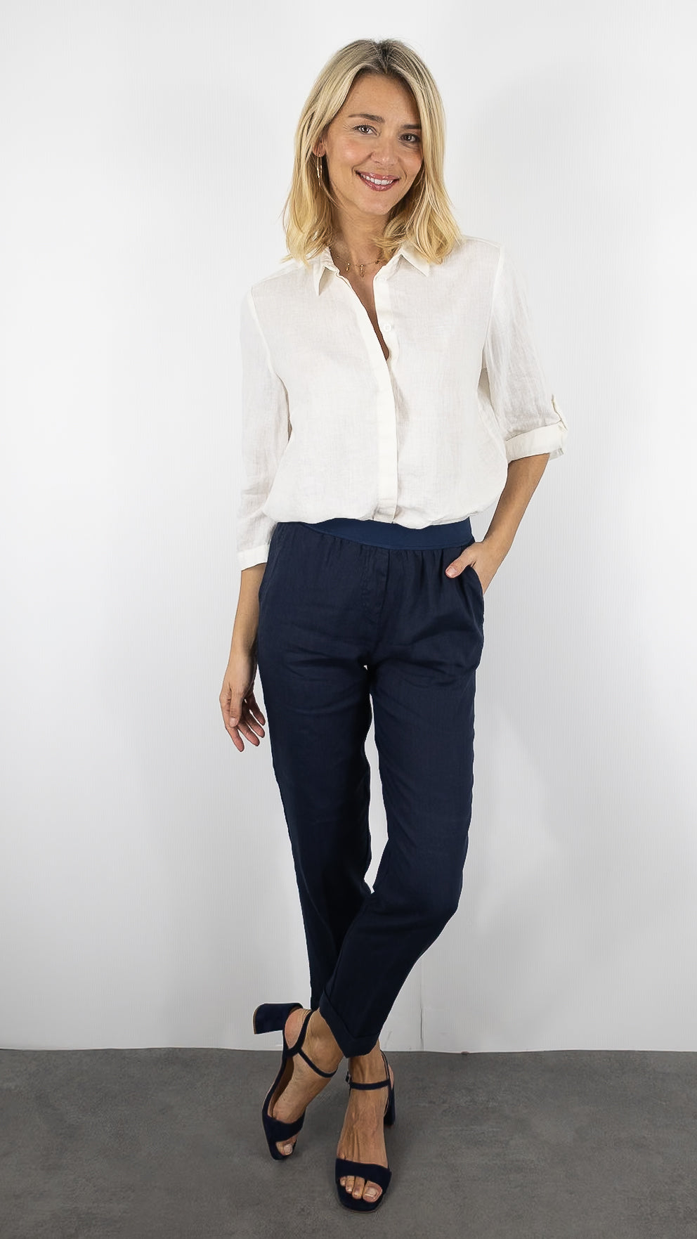 CHEMISE EN LIN MANCHES COURTES POUR FEMME TONI 71-27/1438-2#color_70/BLANC