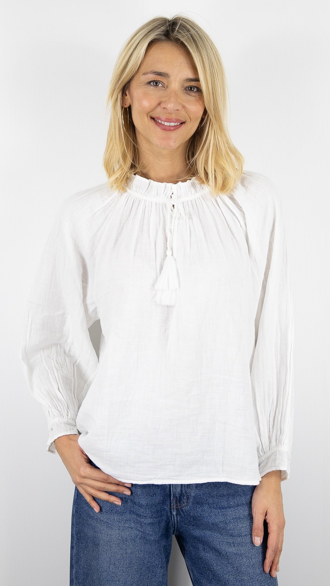 BLOUSE EN GAZE DE COTON ECRUE POUR FEMME LA PETITE ETOILE BRISKA