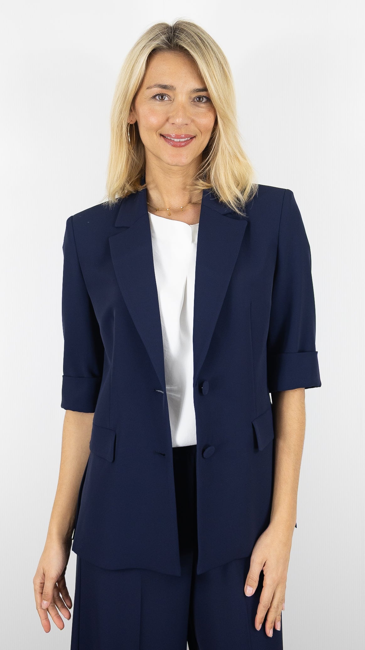 BLAZER CROISE MANCHES 3/4 IMPERIAL#color_1650/BLU MARINE