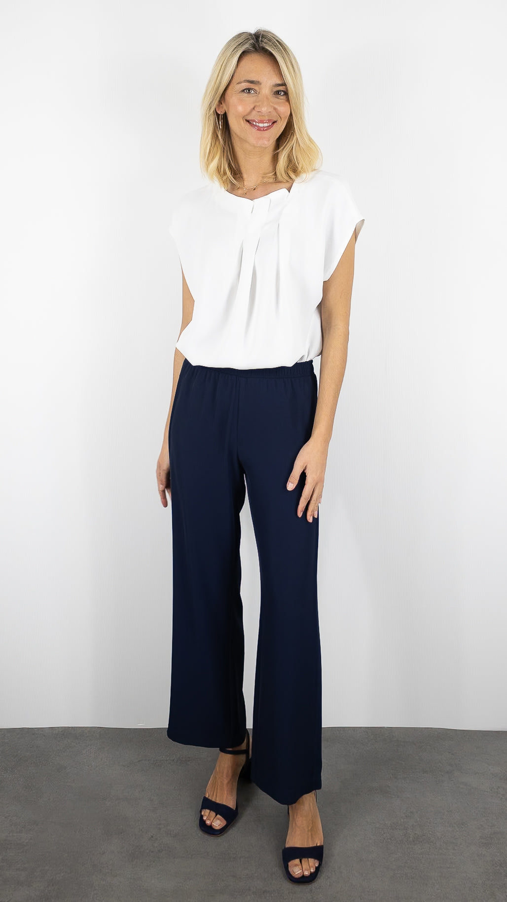 PANTALON LARGE TAILLE ELASTIQUEE MARINE IMPERIAL P9B9LDF